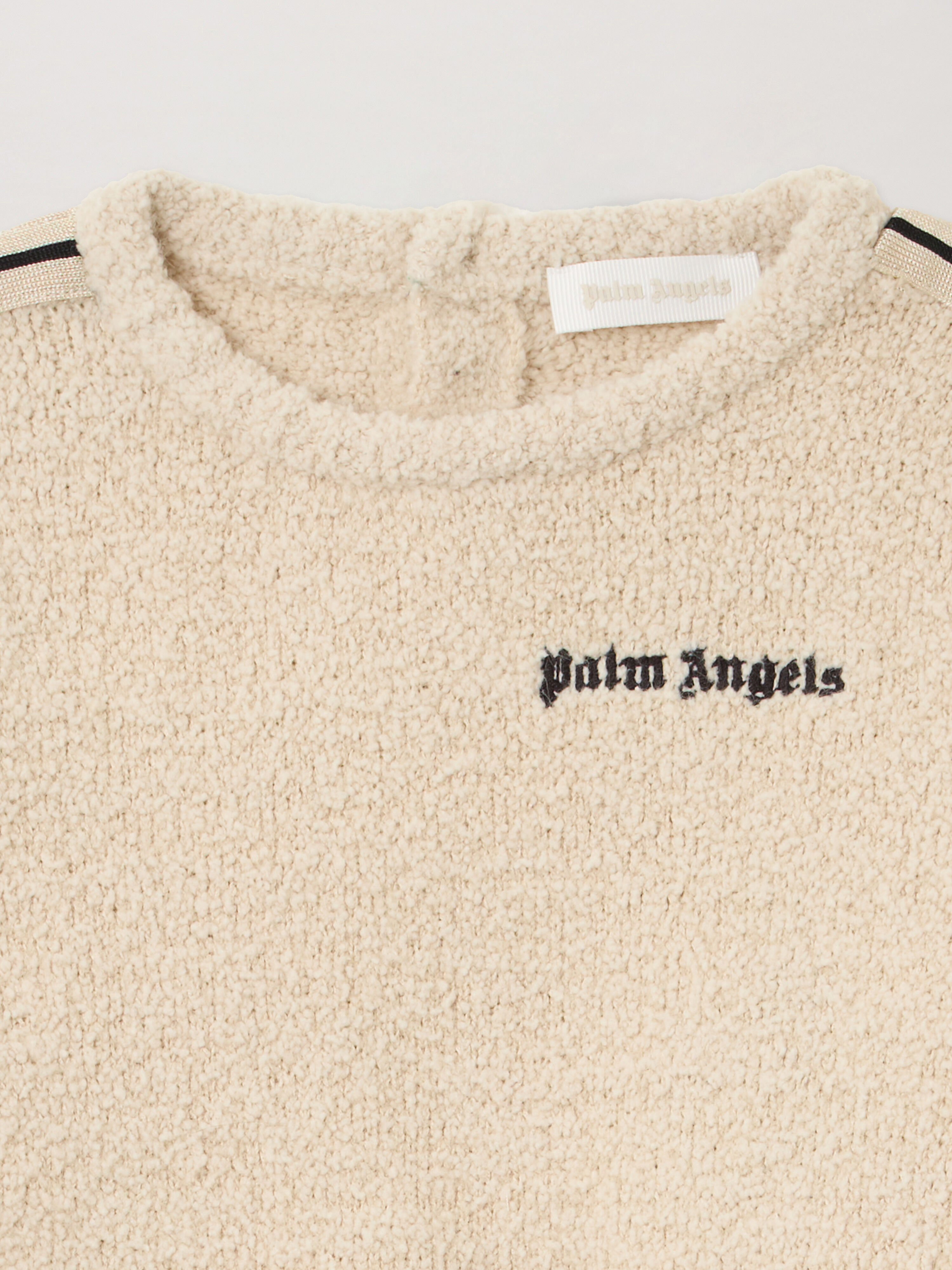 PALM ANGELS Logo Teddy Track Sweater ECRU - BROWN PBXP003F25KNI001