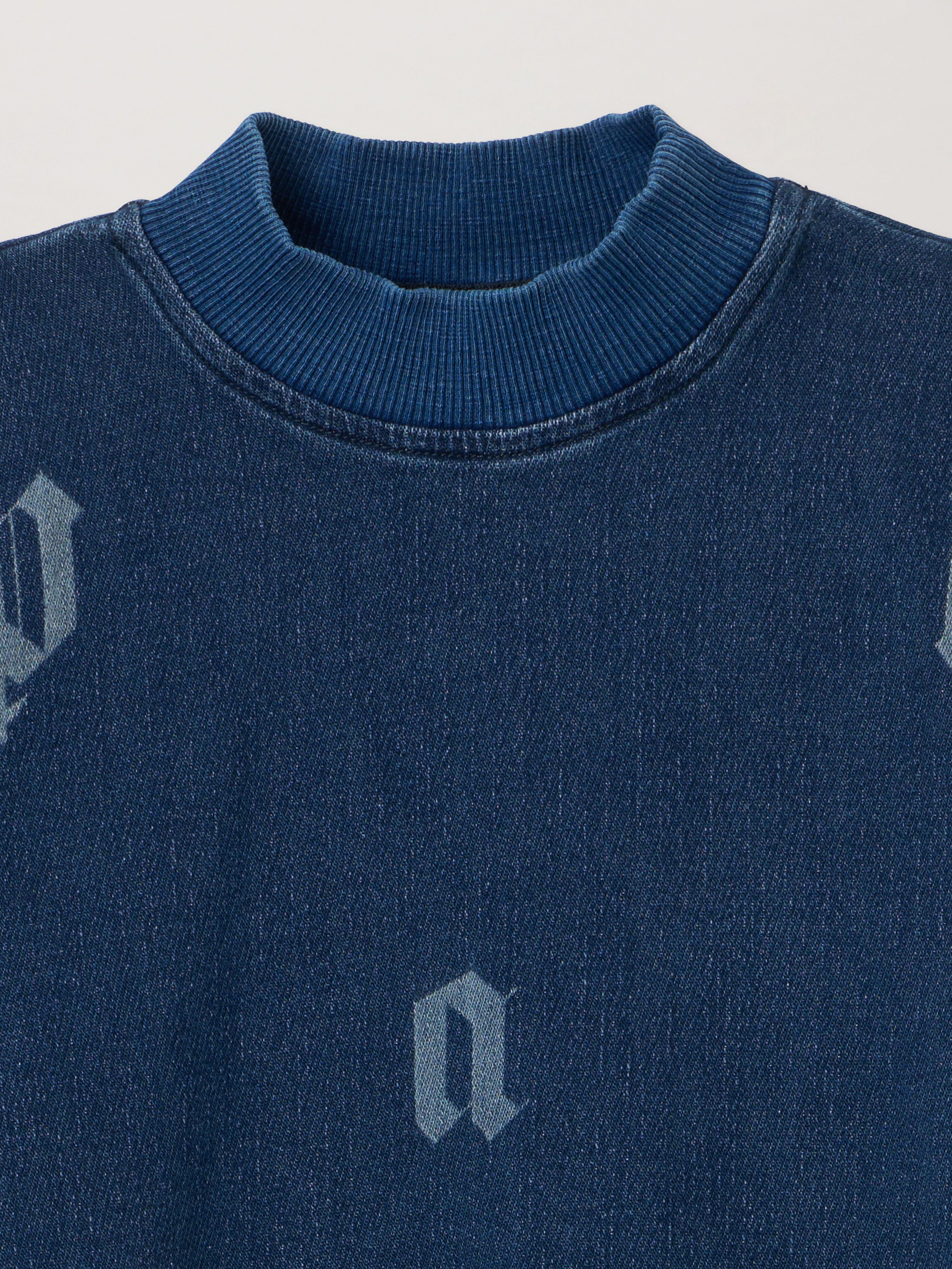 PALM ANGELS Washed Lettering Sweatshirt MEDIUM BLUE - LIGHT BLUE PBBA012F25DEN001