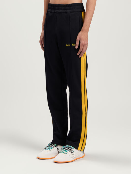 PALM ANGELS Classic Logo Track Pants BLACK - YELLOW PMCJ020F25FAB001