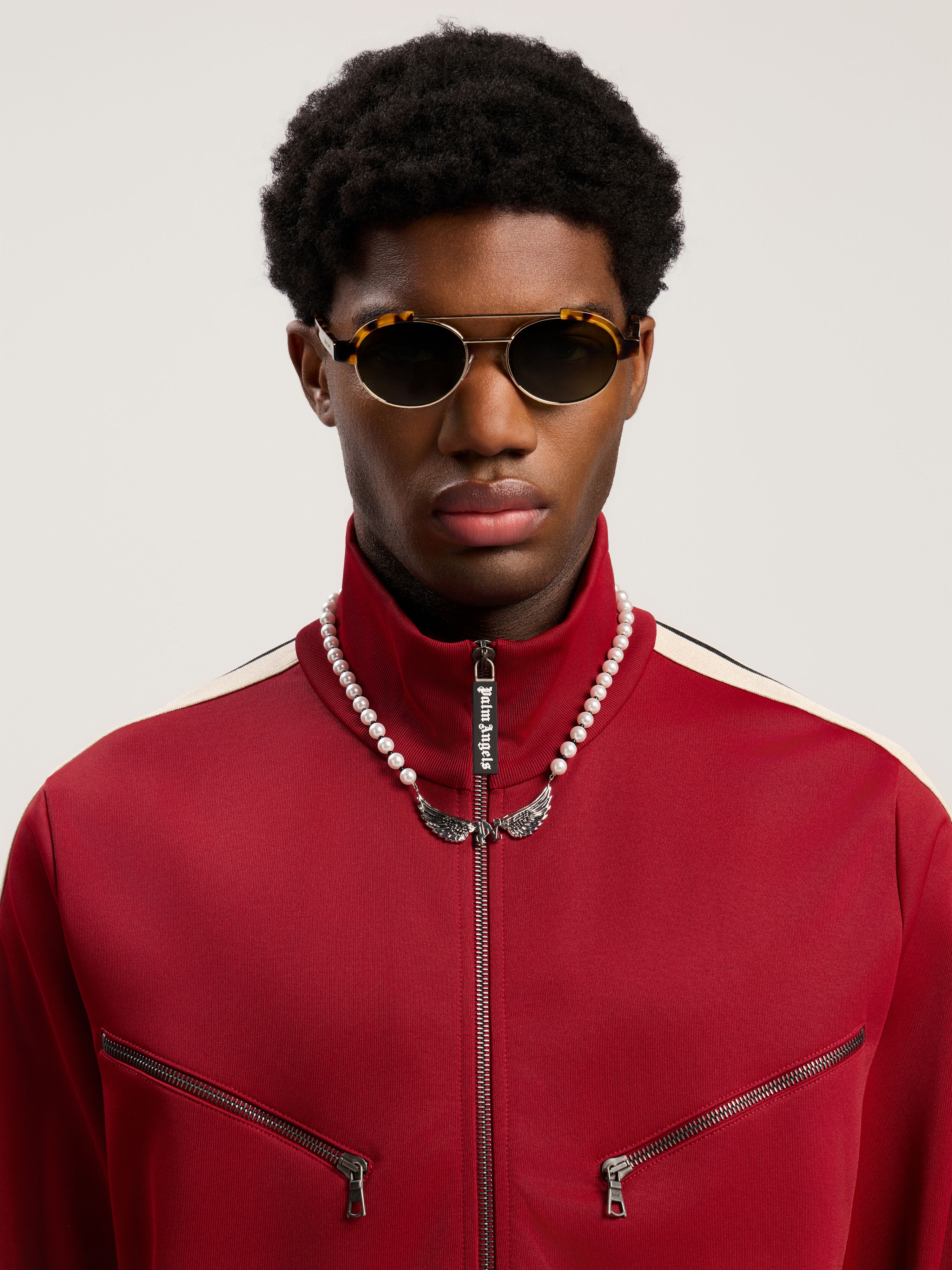 PALM ANGELS Wings Pearl Necklace SILVER - OFF WHITE PMOB12EF25MAT001