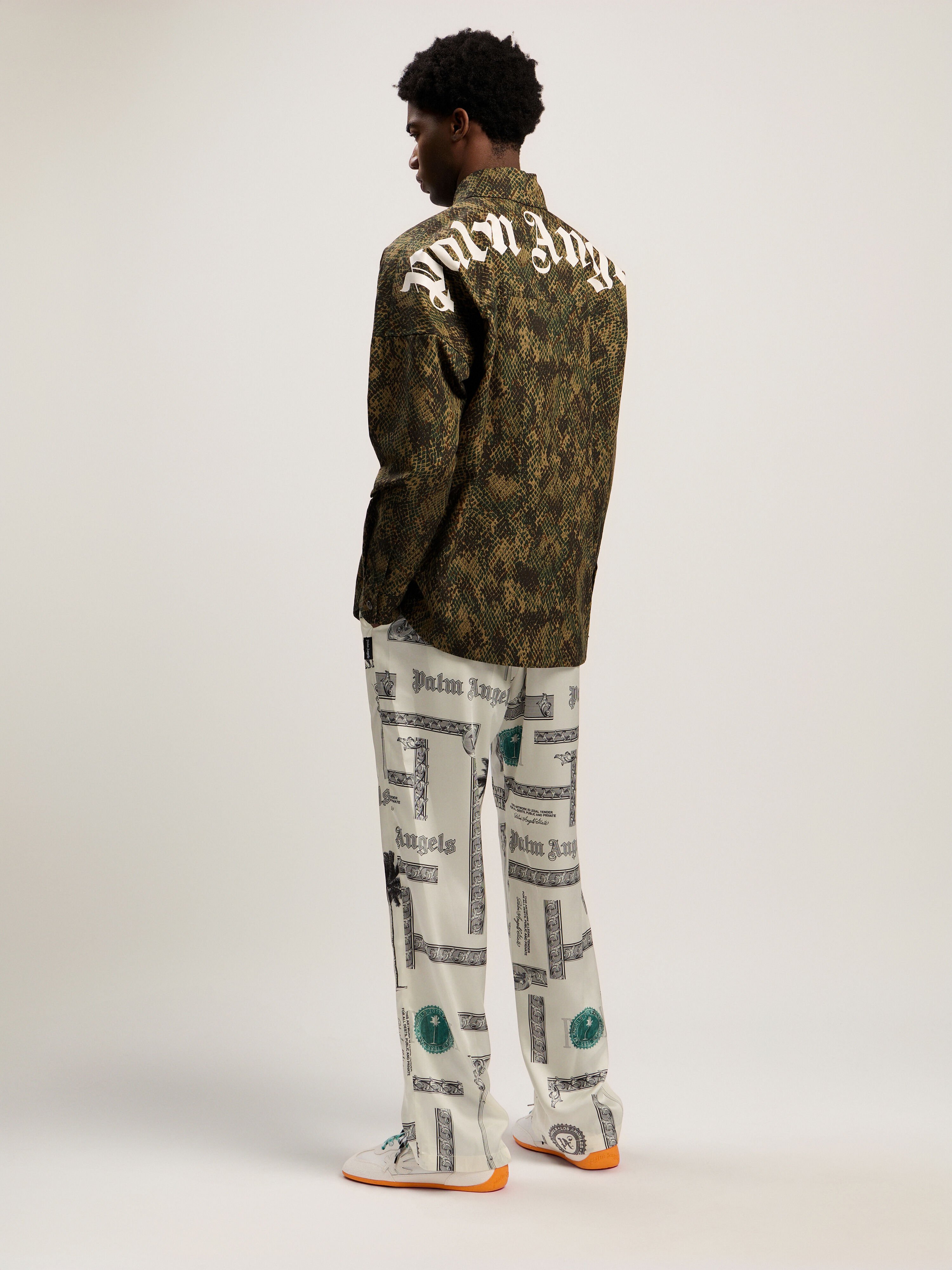 Classic Logo Snake Overshirt PALM ANGELS Classic Logo Snake Overshirt GREEN - OFF WHITE PMES002F25FAB002