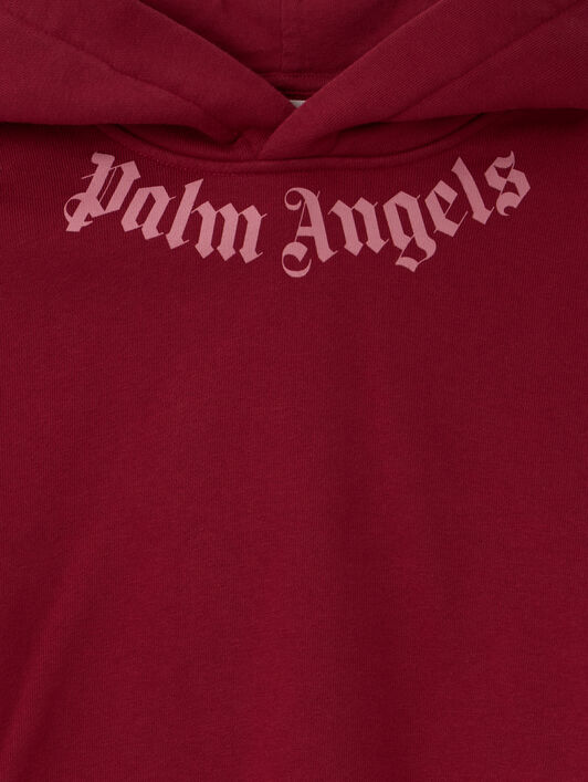 PALM ANGELS Neck Logo Hoodie BRICK RED - PGBB015F25FLE002