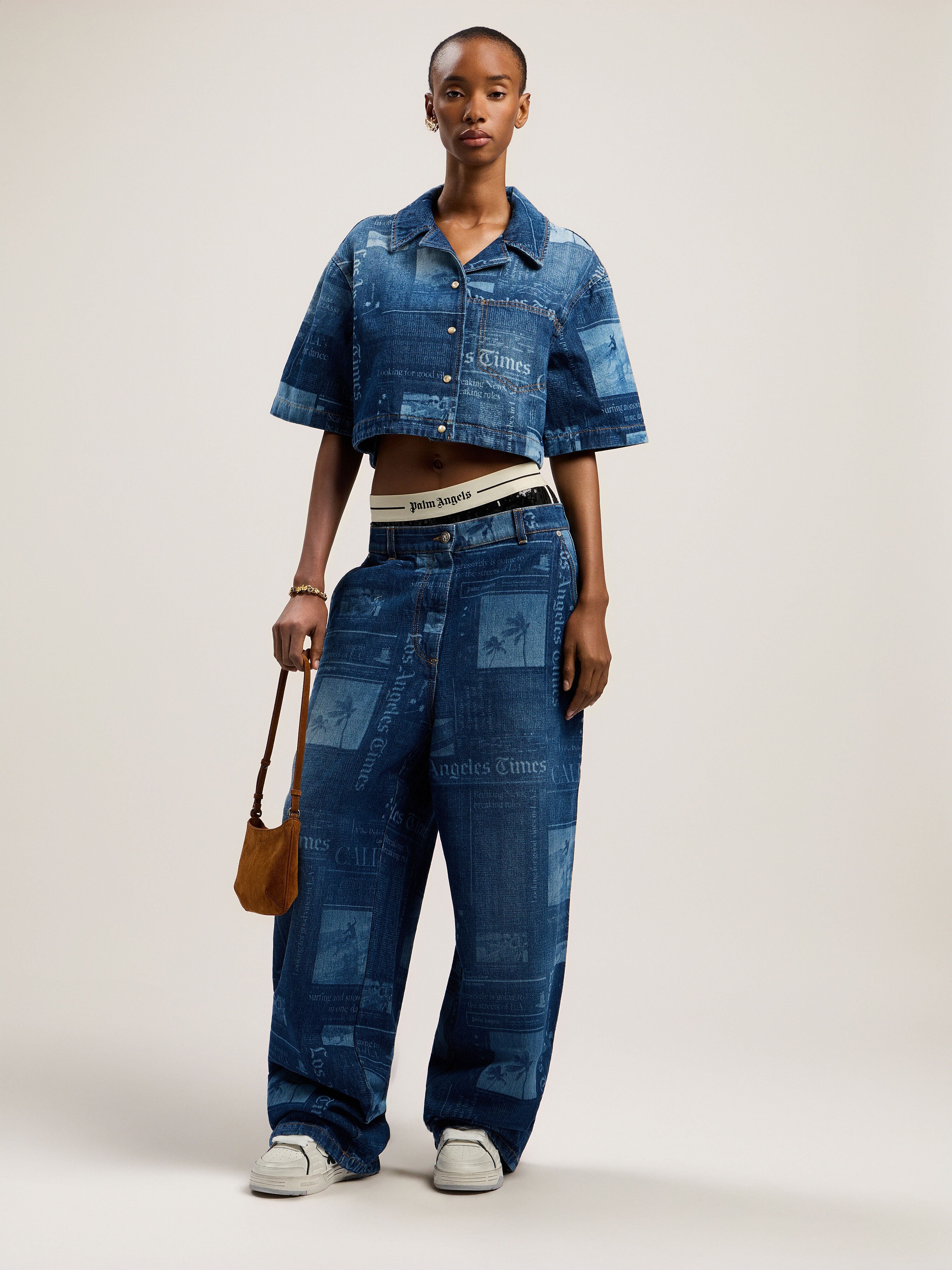 PaxLaTimes Denim Shirt PALM ANGELS PaxLaTimes Denim Shirt MEDIUM BLUE - DUSTY BLUE PWYD022F25DEN001