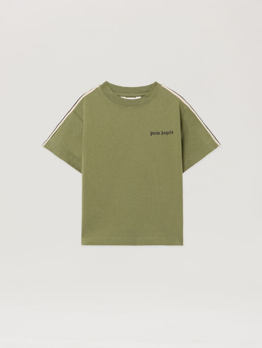 PALM ANGELS Minitrack T-Shirt MILITARY GREEN - BLACK PBAA011F25JER001