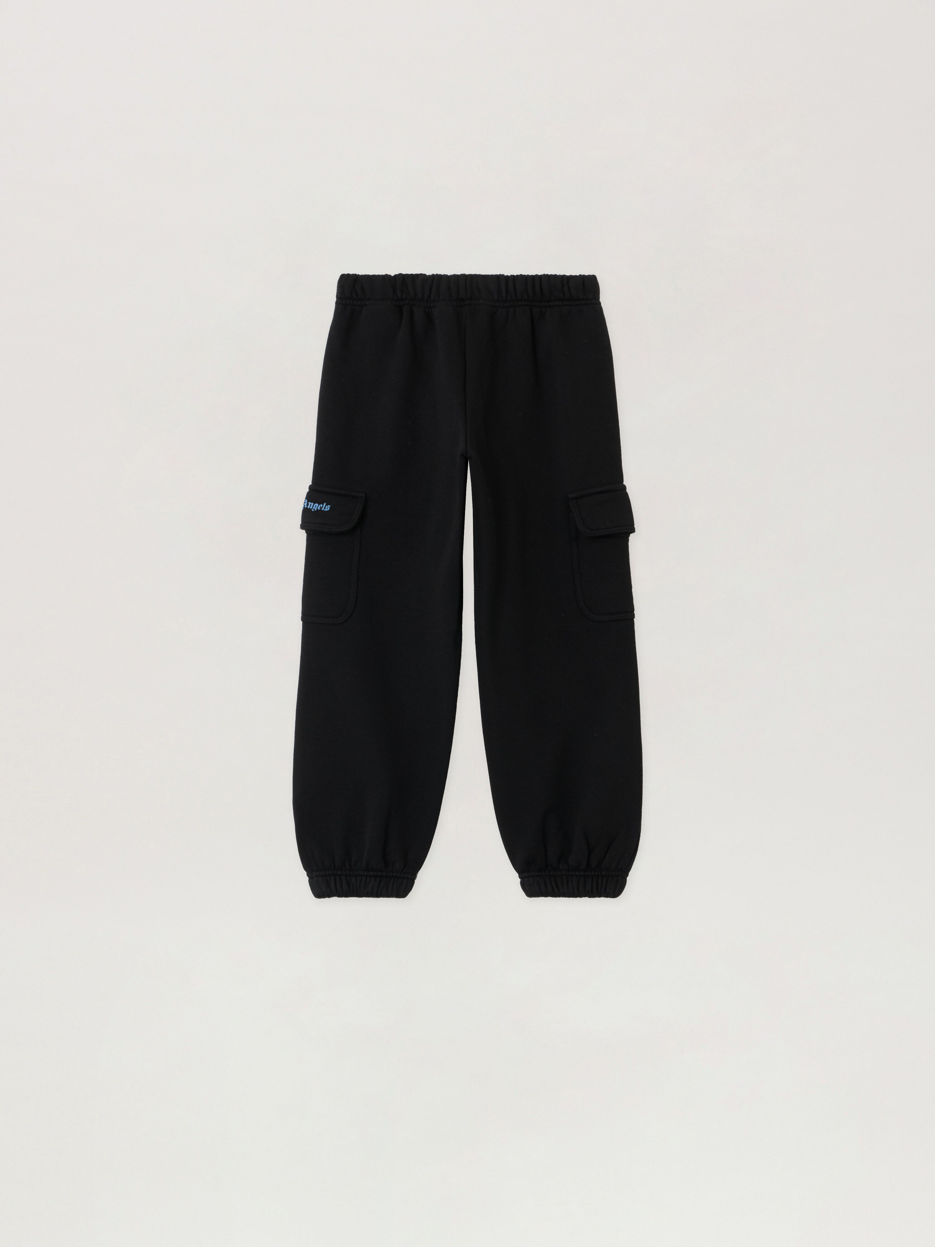 PALM ANGELS Cargo Sweatpants BLACK - LIGHT BLUE PBCH016F25FLE001
