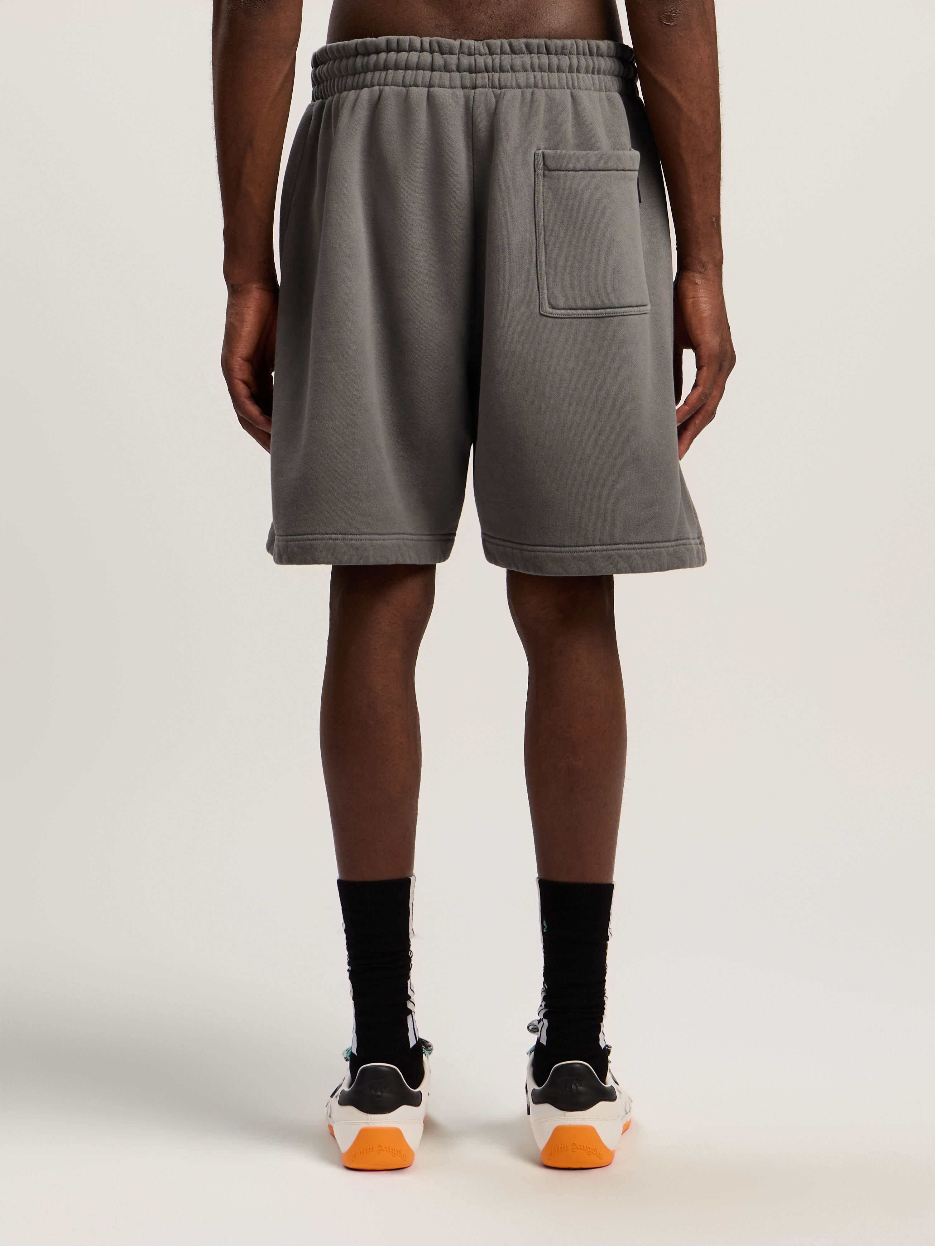 Waist Logo Sweatshort PALM ANGELS Waist Logo Sweatshort DARK GREY - OFF WHITE PMCI019F25FLE001