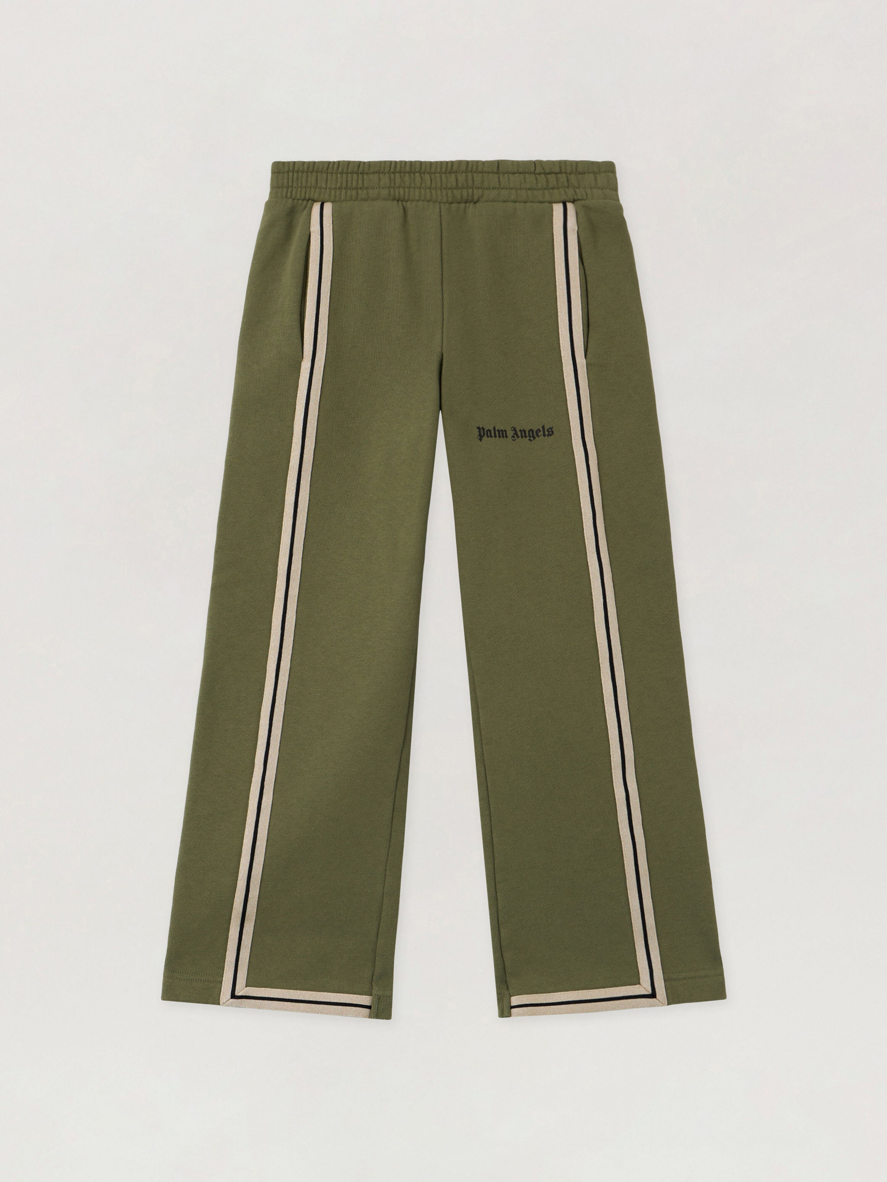 PALM ANGELS Minitrack Sweatpants MILITARY GREEN - BLACK PBCH012F25FLE001