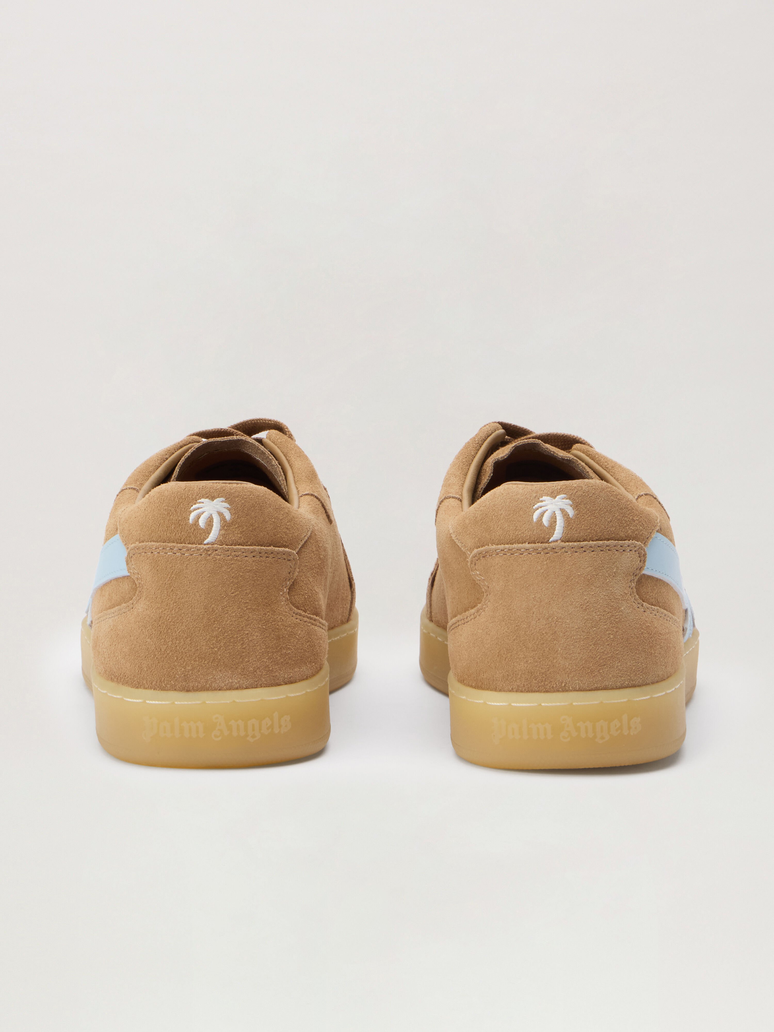 PALM ANGELS New Palm 1 Suede Sneakers CARAMEL - BABY BLUE PMIA099F25LEA002