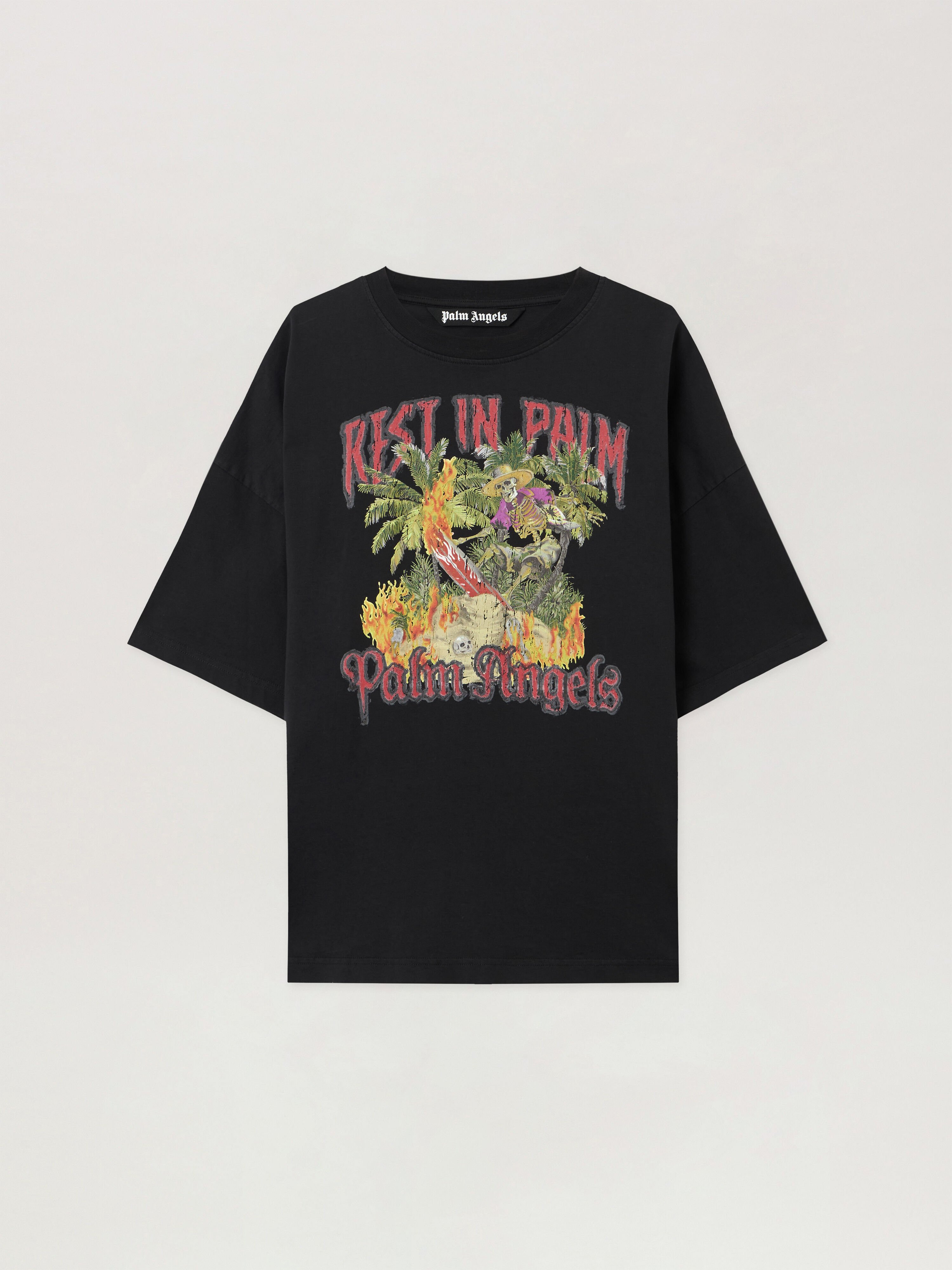 Rest In Palm Loose T-Shirt PALM ANGELS Rest In Palm Loose T-Shirt BLACK - MULTICOLOR PMAA10DF25JER006