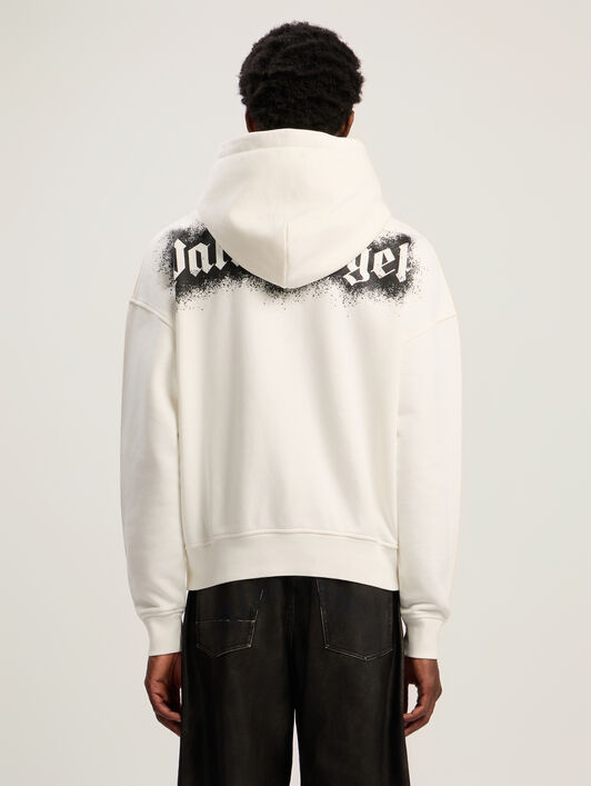 PALM ANGELS Spray Bear Loose Hoodie OFF WHITE - BLACK PMBB17EF25FLE005