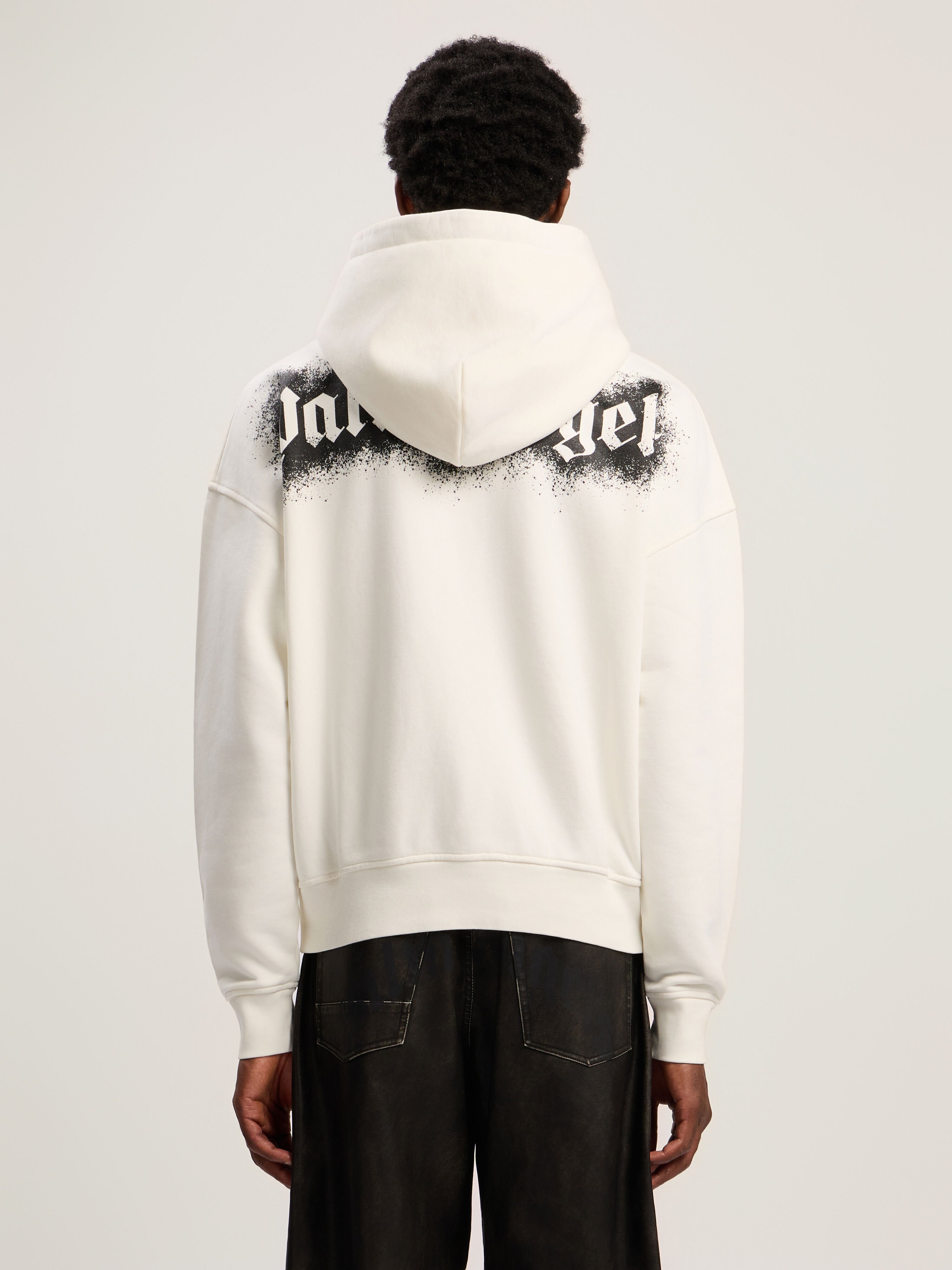 PALM ANGELS Spray Bear Loose Hoodie OFF WHITE - BLACK PMBB17EF25FLE005