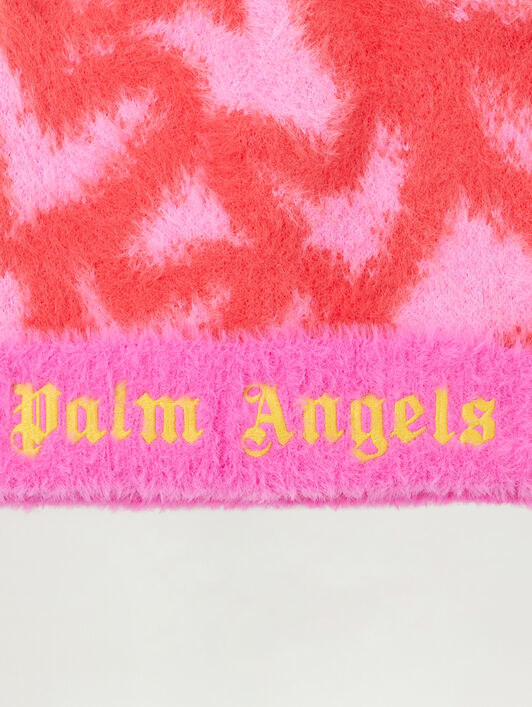 PALM ANGELS Spray Hearts Knit Beanie ROSE PINK - OCHER YELLOW PGLC006F25KNI002