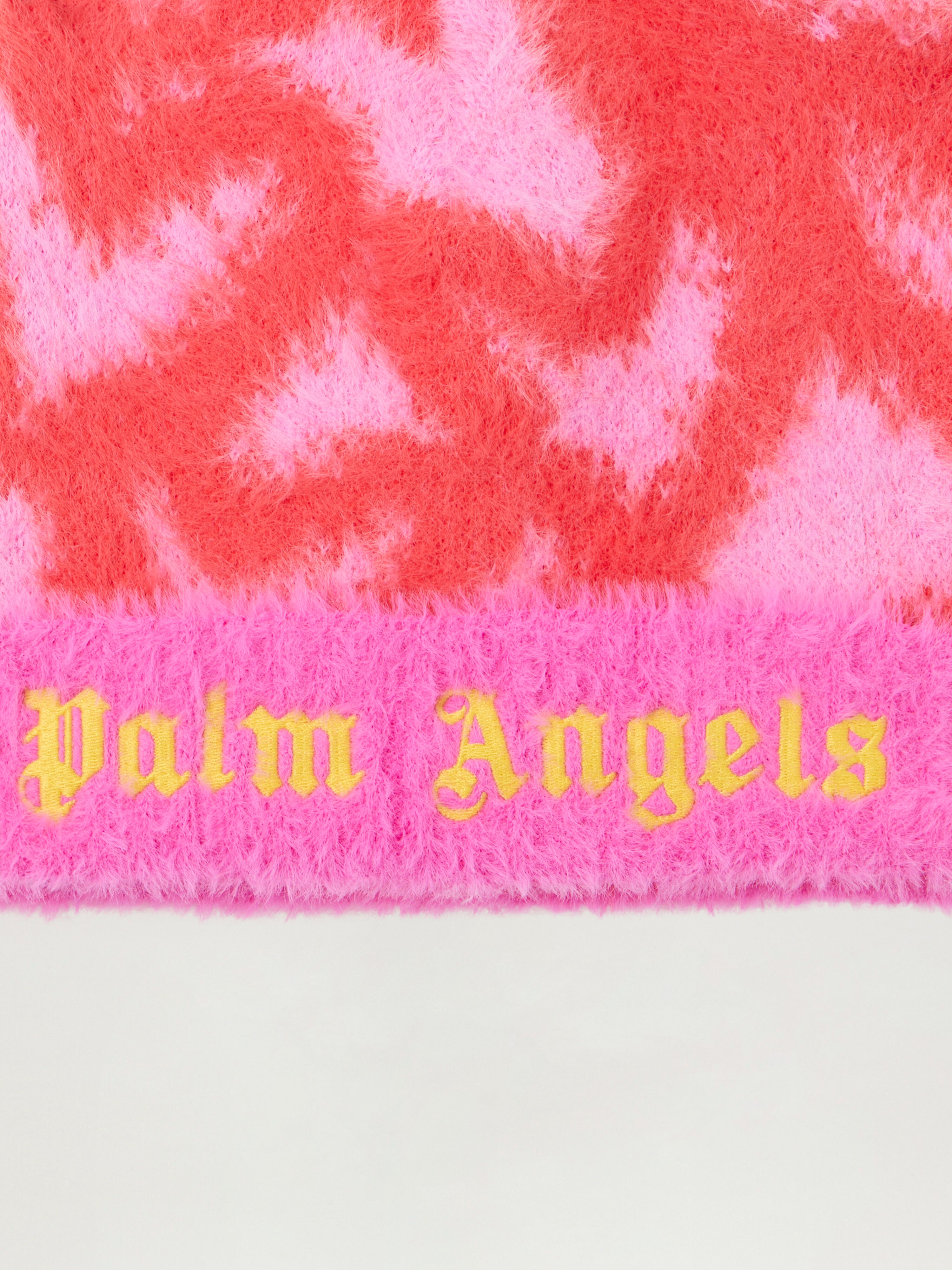 PALM ANGELS Spray Hearts Knit Beanie ROSE PINK - OCHER YELLOW PGLC006F25KNI002