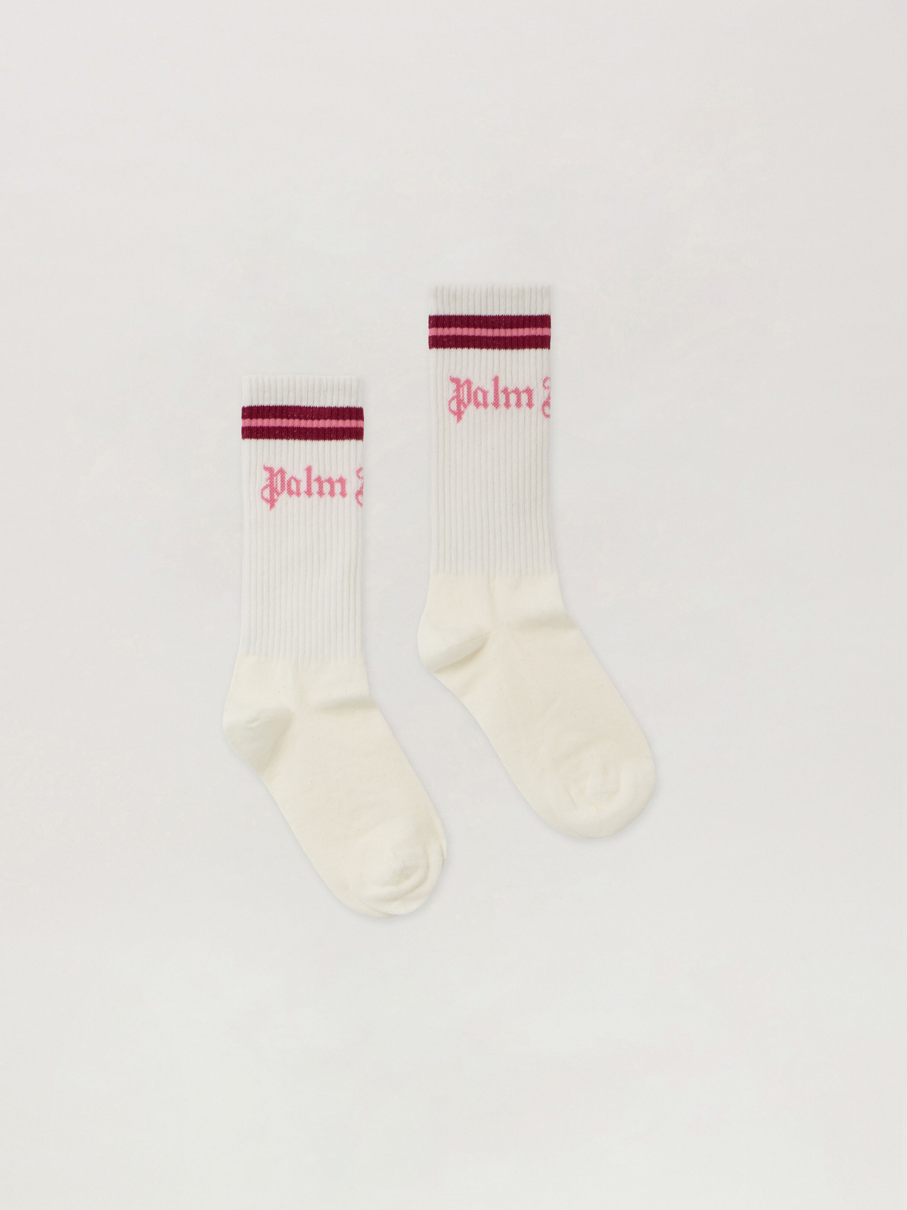 PALM ANGELS Ribbed Logo High Socks OFF WHITE - PGRA005F25KNI001