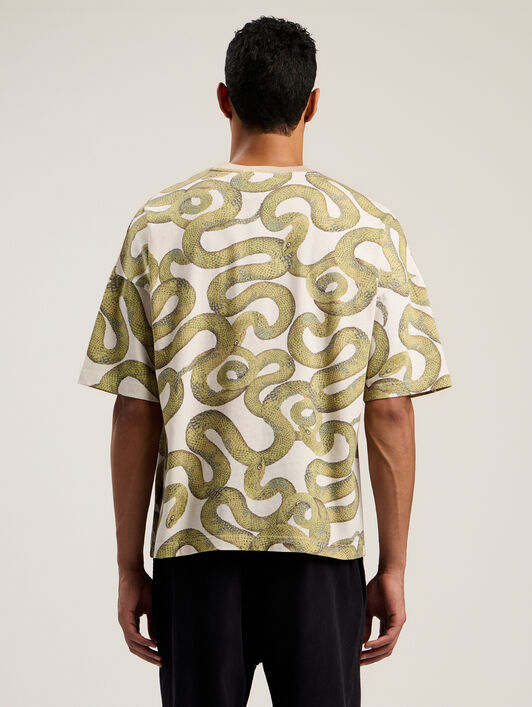 Snake Allover Loose T-Shirt PALM ANGELS Snake Allover Loose T-Shirt IVORY - GREEN PMAA10DF25JER004