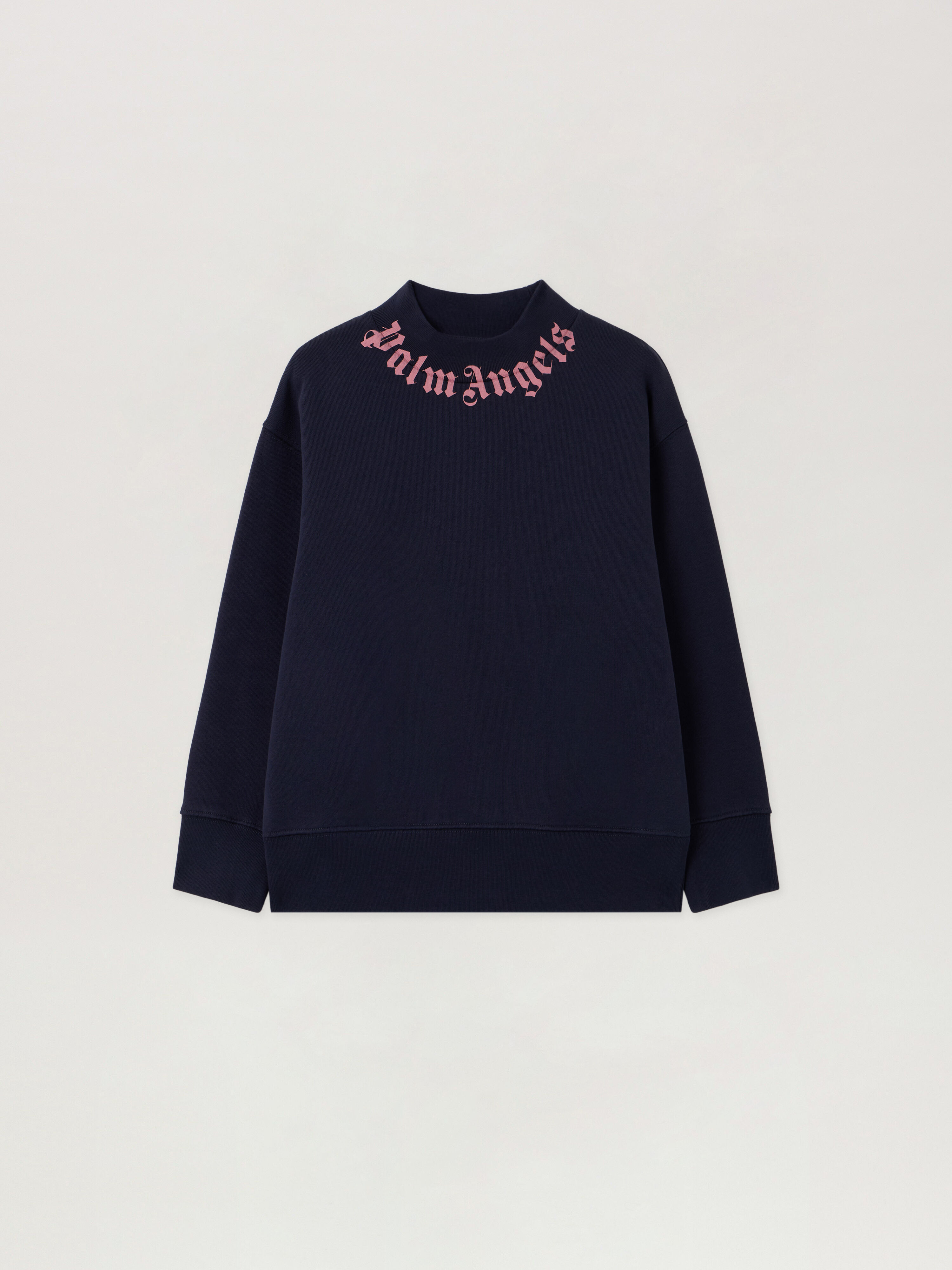 PALM ANGELS Neck Logo Sweatshirt NAVY BLUE - PGBA013F25FLE002