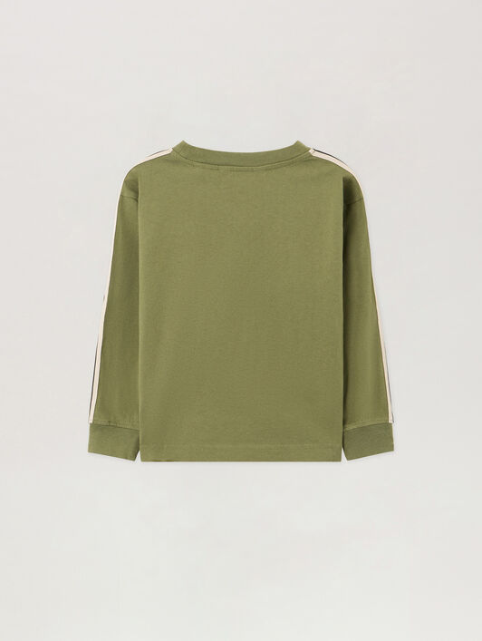 PALM ANGELS Minitrack Long Sleeve T-Shirt MILITARY GREEN - BLACK PBAB001F25JER001