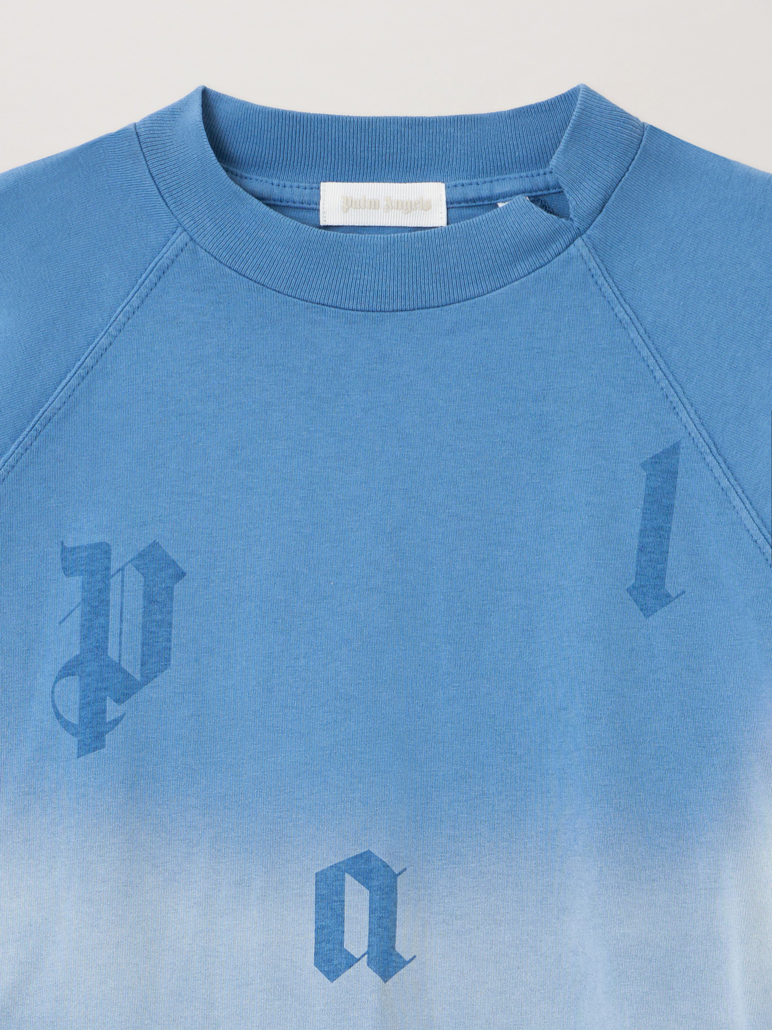 Washed Gradient Letters T-Shirt PALM ANGELS Washed Gradient Letters T-Shirt LIGHT BLUE - LIGHT BLUE PBAA017F25JER001