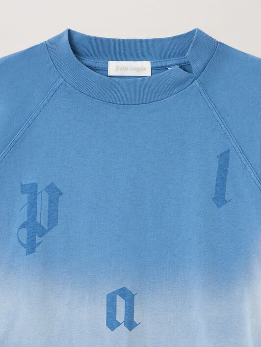 Washed Gradient Letters T-Shirt PALM ANGELS Washed Gradient Letters T-Shirt LIGHT BLUE - LIGHT BLUE PBAA017F25JER001