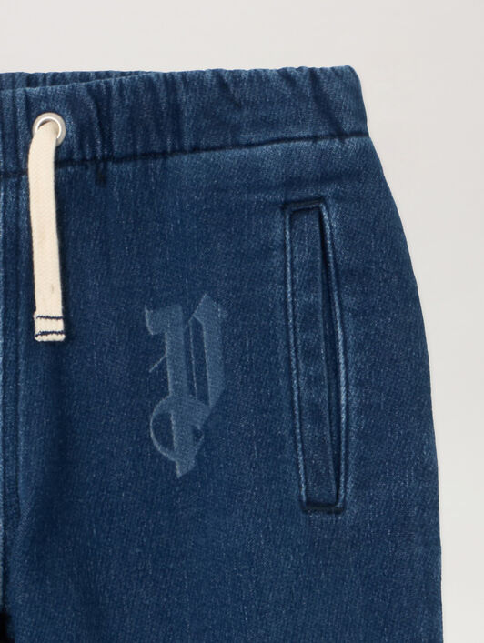 PALM ANGELS Letters Washed Wide-Leg Denim Pants MEDIUM BLUE - LIGHT BLUE PGCH009F25DEN001