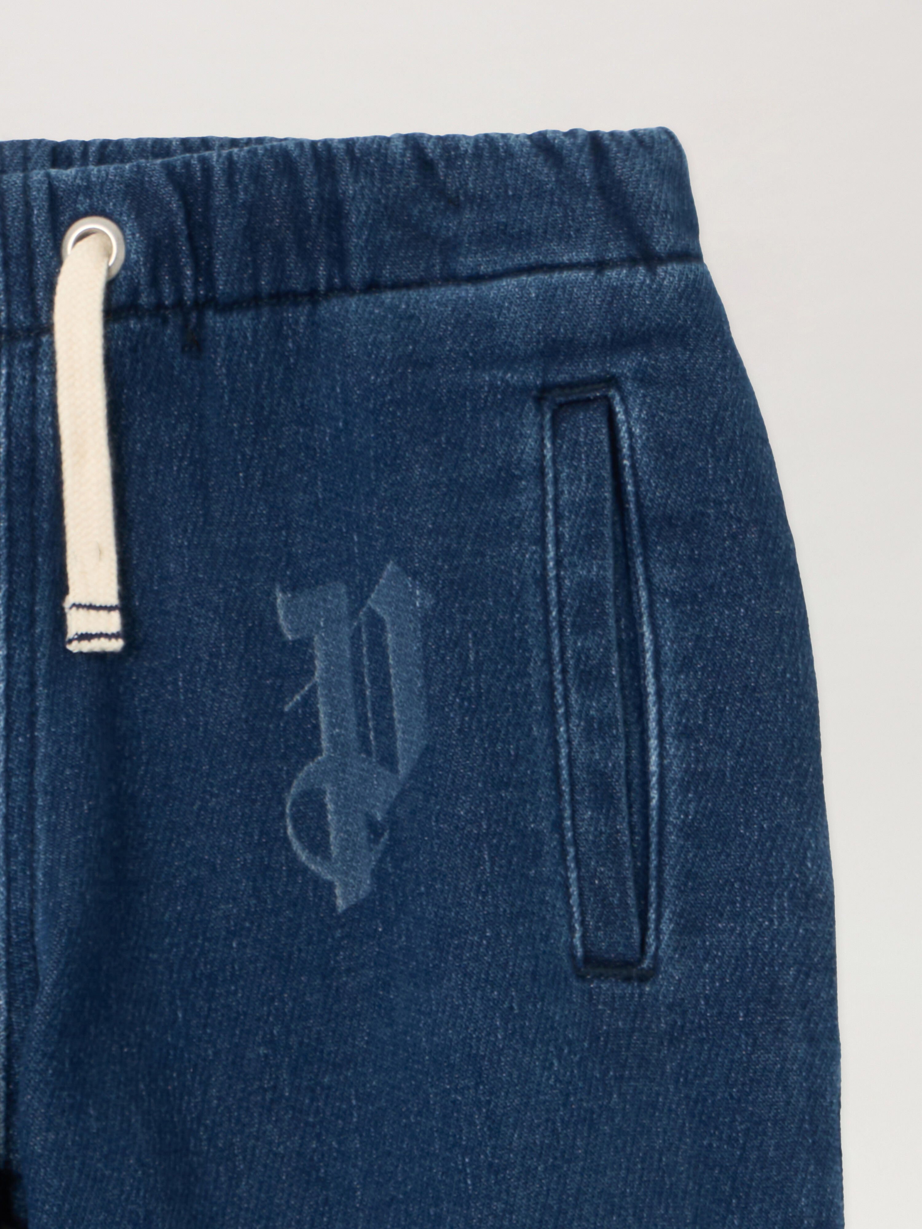 PALM ANGELS Letters Washed Wide-Leg Denim Pants MEDIUM BLUE - LIGHT BLUE PGCH009F25DEN001