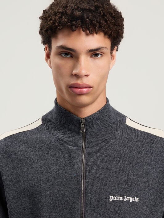 Classic Logo Knit Track Jacket PALM ANGELS Classic Logo Knit Track Jacket DARK GREY - OFF WHITE PMHA063F25KNI001