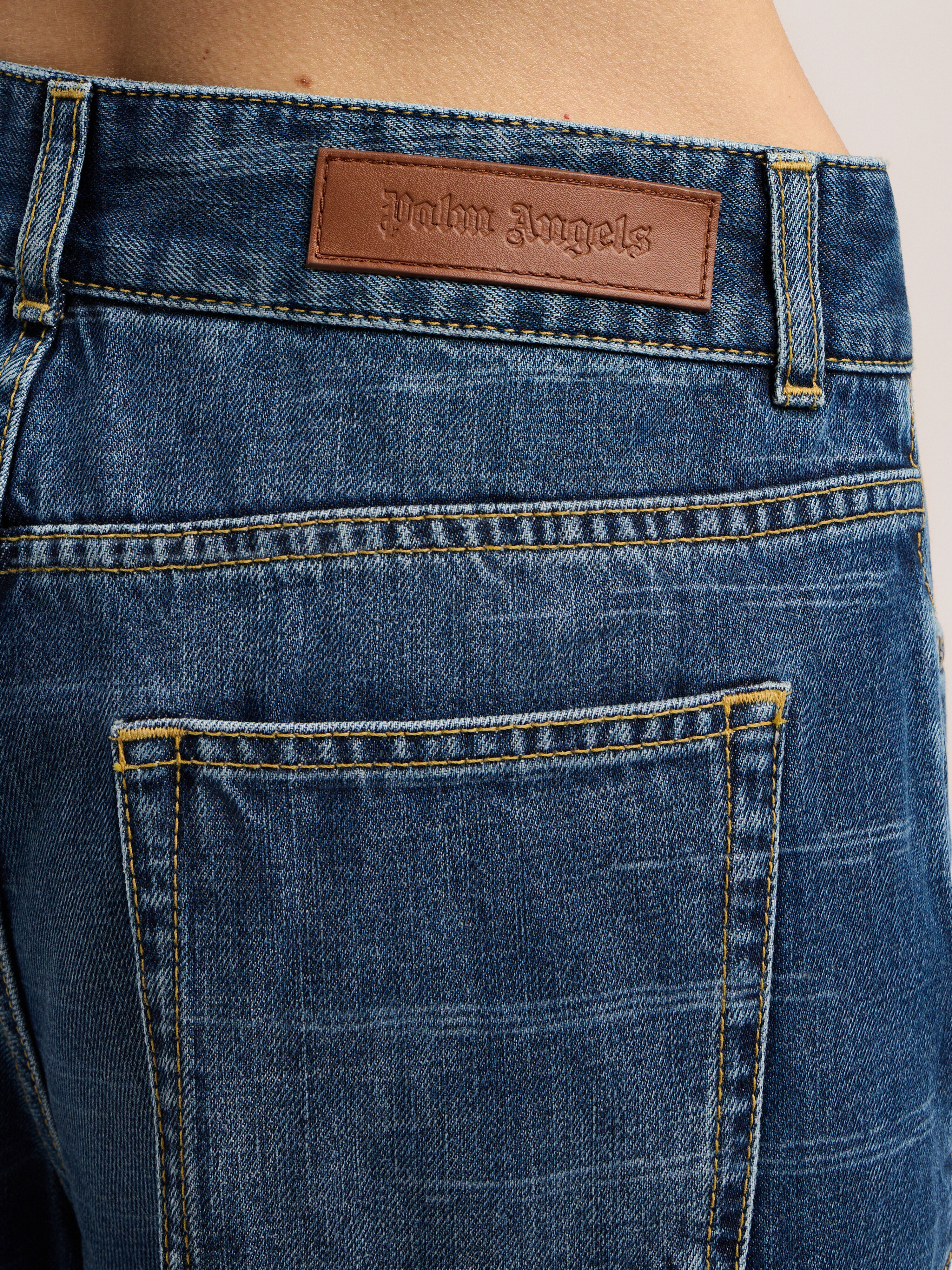 PALM ANGELS Palms Loose Denim Pants LIGHT BLUE - BEIGE PWYA038F25DEN001