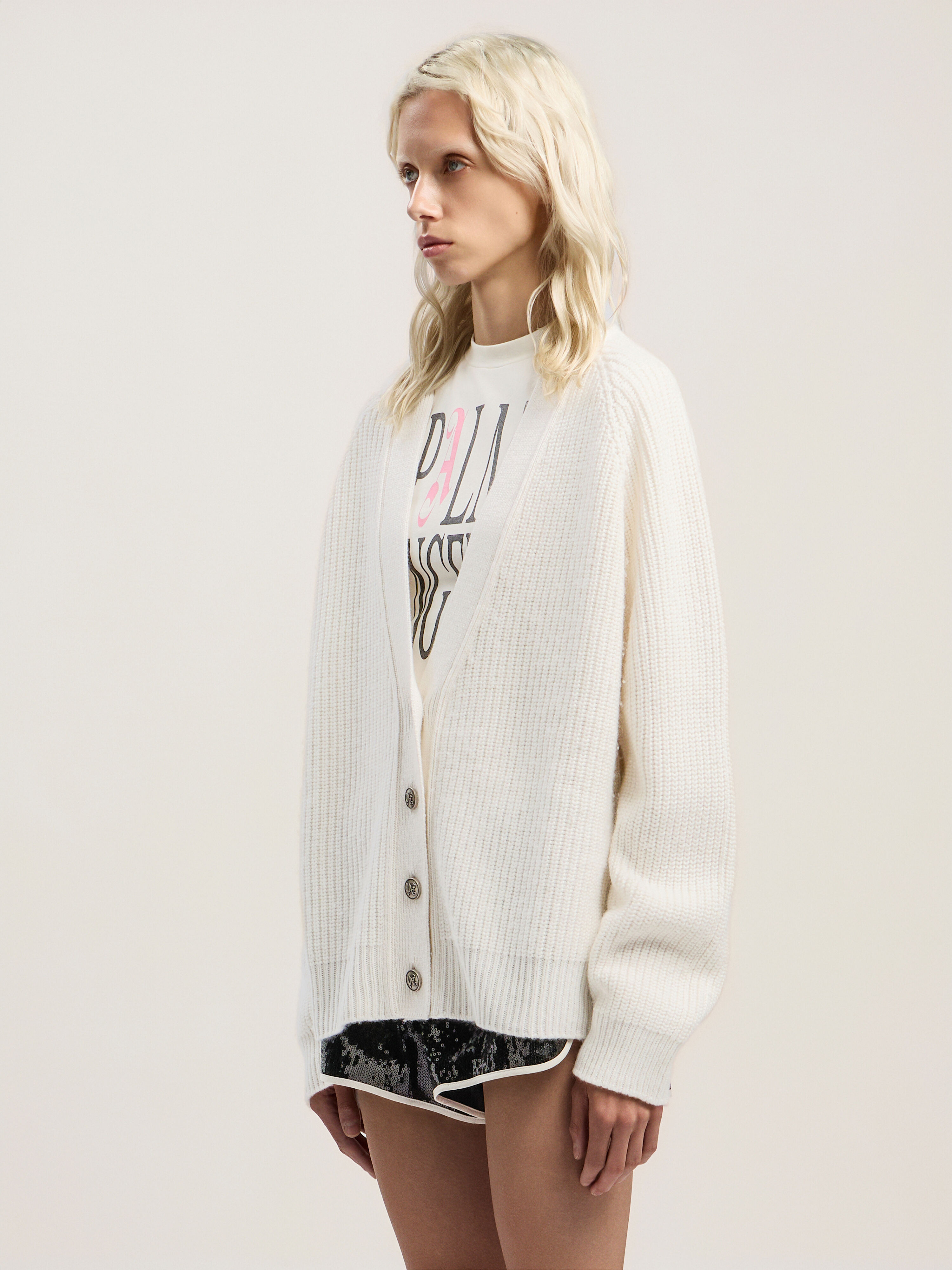 Curved Logo Ribbed Cardigan in OFF WHITE - PINK for Women | Off-White™