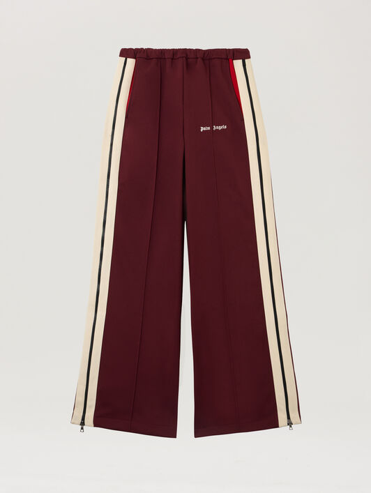 PALM ANGELS Colorblock Zip Track Pants BURGUNDY - OFF WHITE PWCJ039F25FAB001