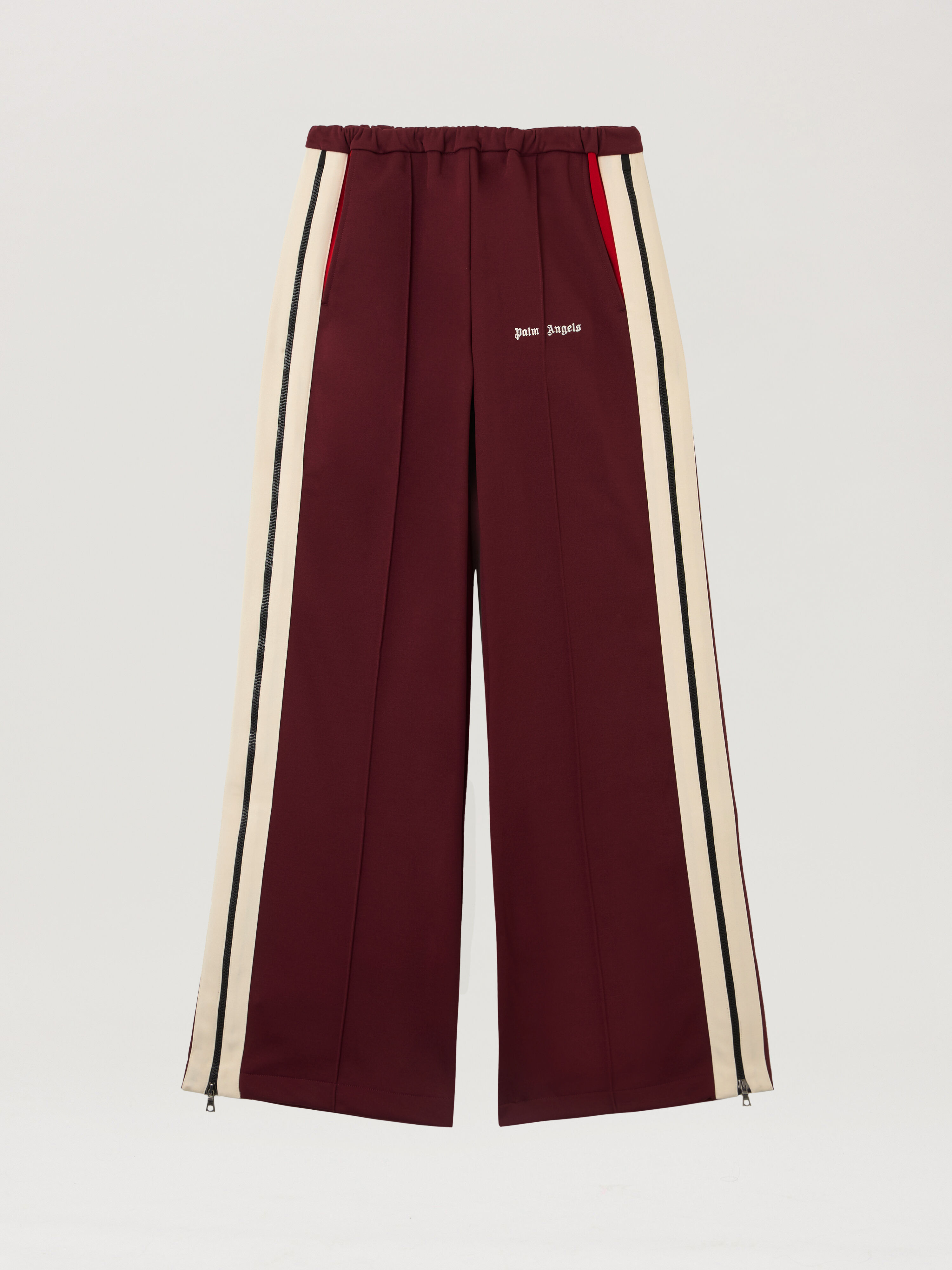 PALM ANGELS Colorblock Zip Track Pants BURGUNDY - OFF WHITE PWCJ039F25FAB001