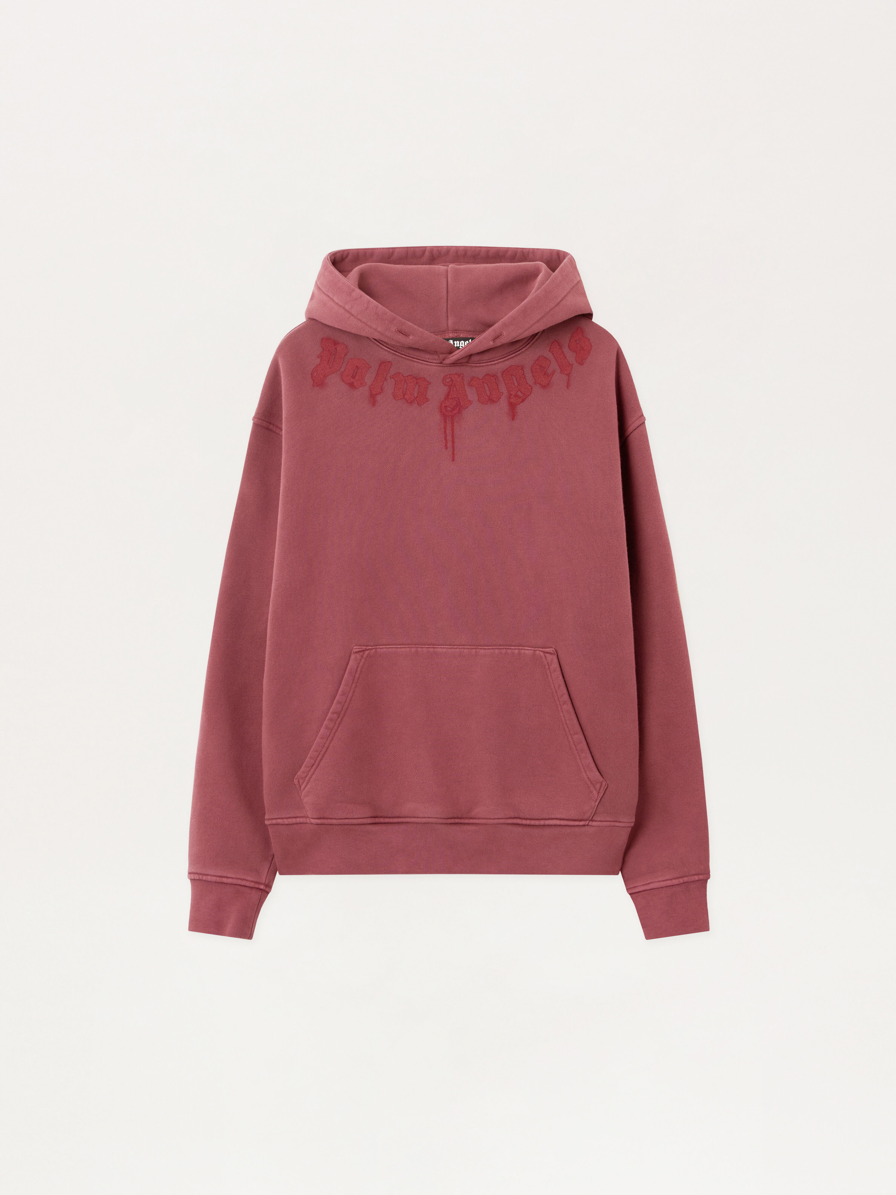 PALM ANGELS Neck Logo Regular Hoodie BURGUNDY - RED PMBB17DF25FLE003