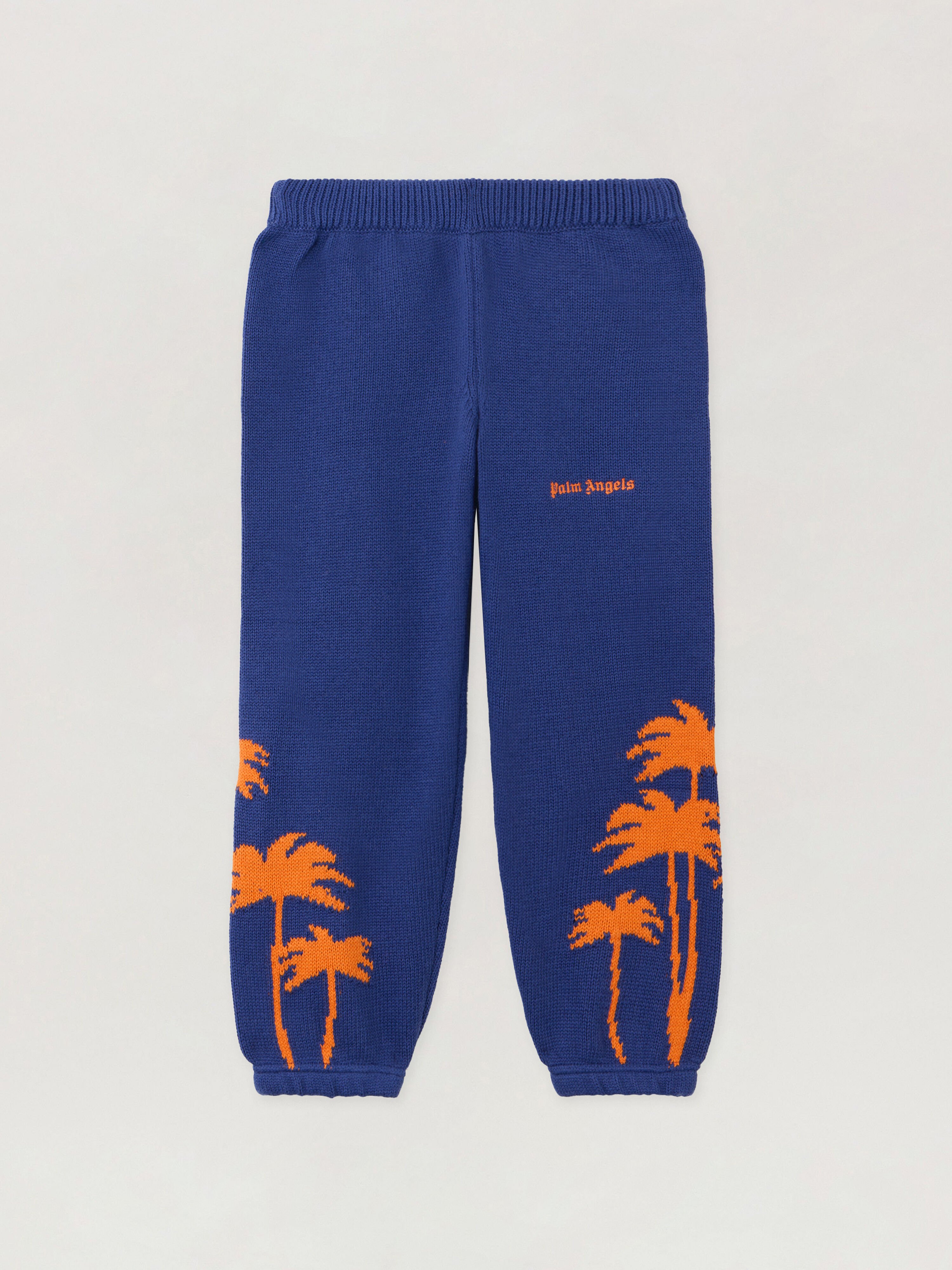 PALM ANGELS Palms Knit Pants COBALT BLUE - ORANGE PBHG001F25KNI001