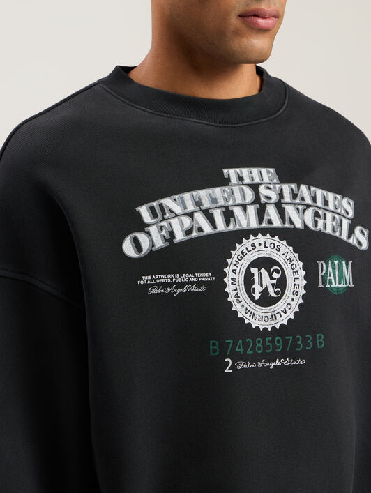 Dollar Loose Crew Sweatshirt PALM ANGELS Dollar Loose Crew Sweatshirt VINTAGE BLACK - LIGHT GREY PMBA08JF25FLE002