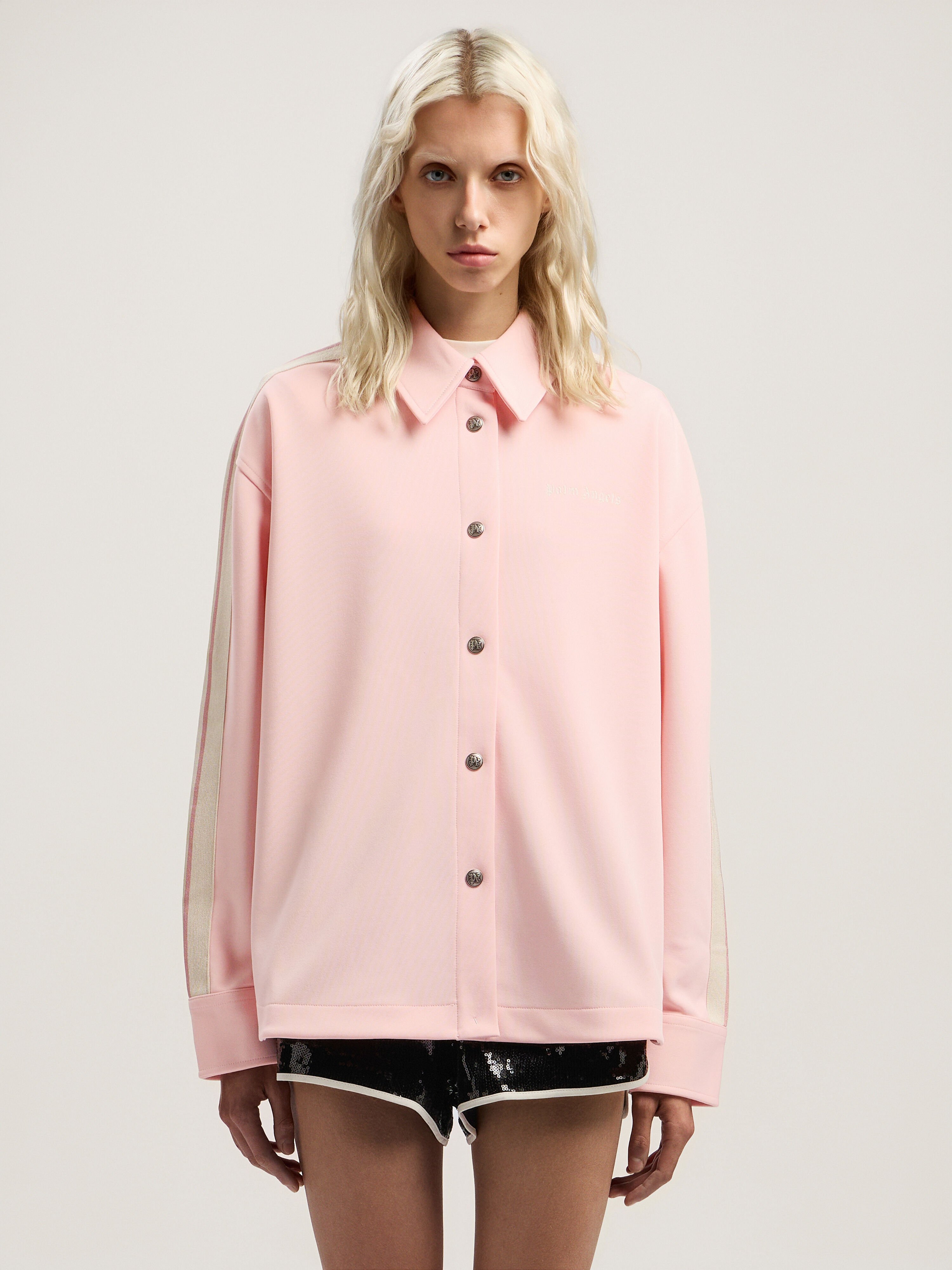 Classic Logo Tonal Track Shirt PALM ANGELS Classic Logo Tonal Track Shirt PINK - OFF WHITE PWGA050F25FAB001