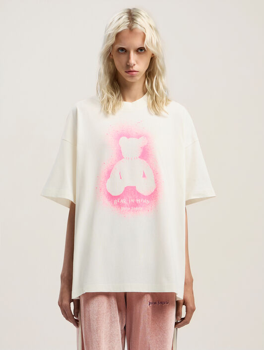 Spray Bear Loose T-Shirt PALM ANGELS Spray Bear Loose T-Shirt OFF WHITE - FUCHSIA FLUO PWAA07BF25JER005