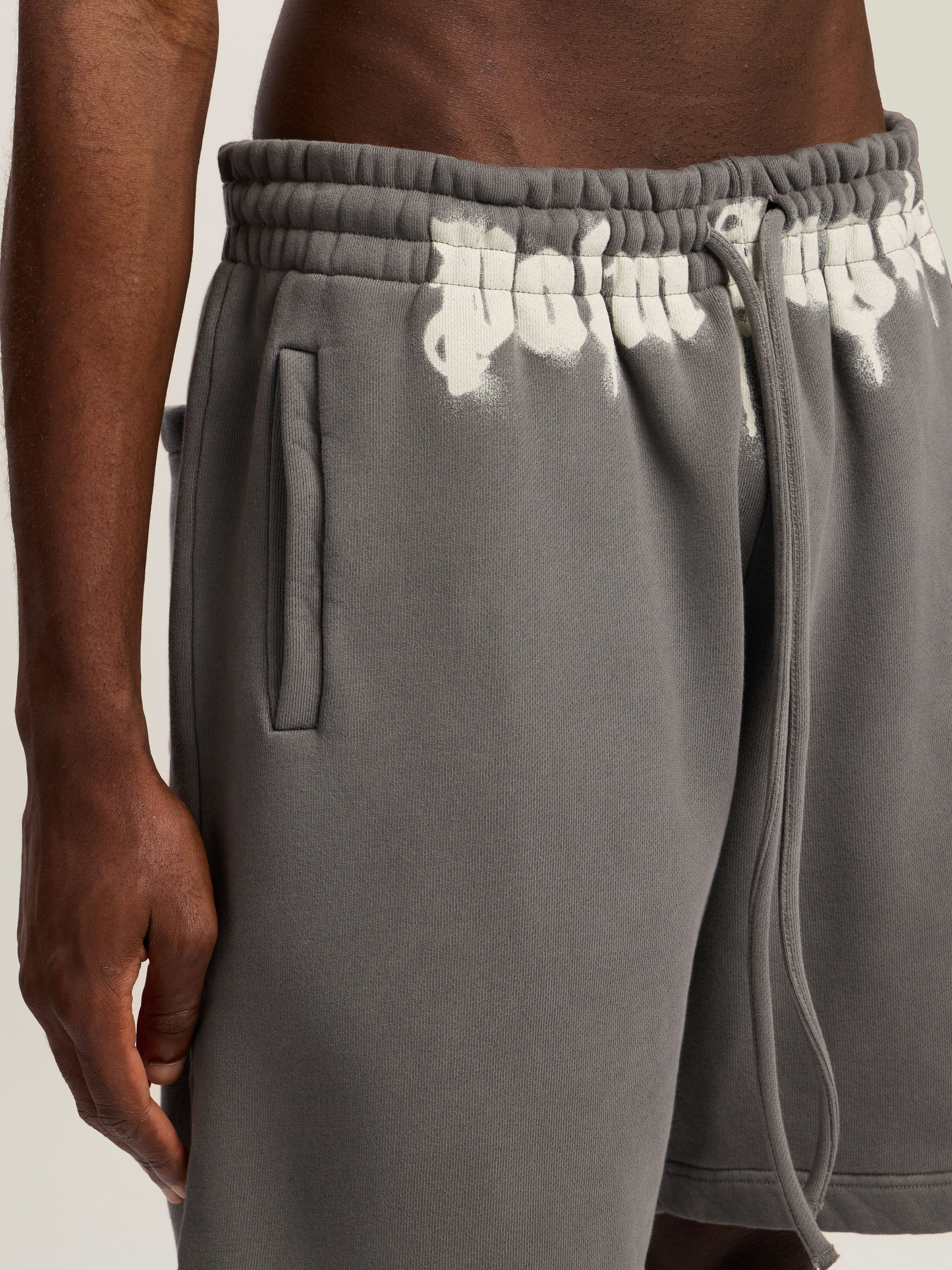 Waist Logo Sweatshort PALM ANGELS Waist Logo Sweatshort DARK GREY - OFF WHITE PMCI019F25FLE001