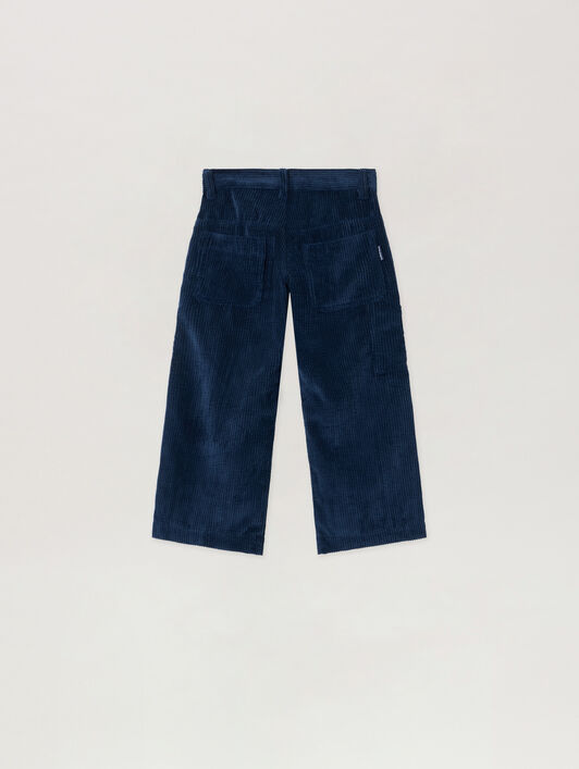 PALM ANGELS Corduroy Work Pants NAVY BLUE - OFF WHITE PBCF006F25FAB001