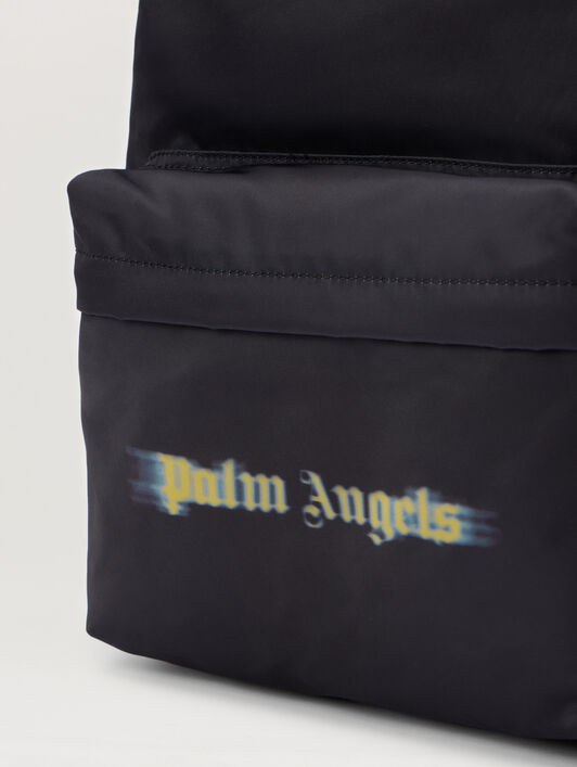PALM ANGELS Blurred Logo Backpack BLACK - OCHER YELLOW PBNB018F25FAB001