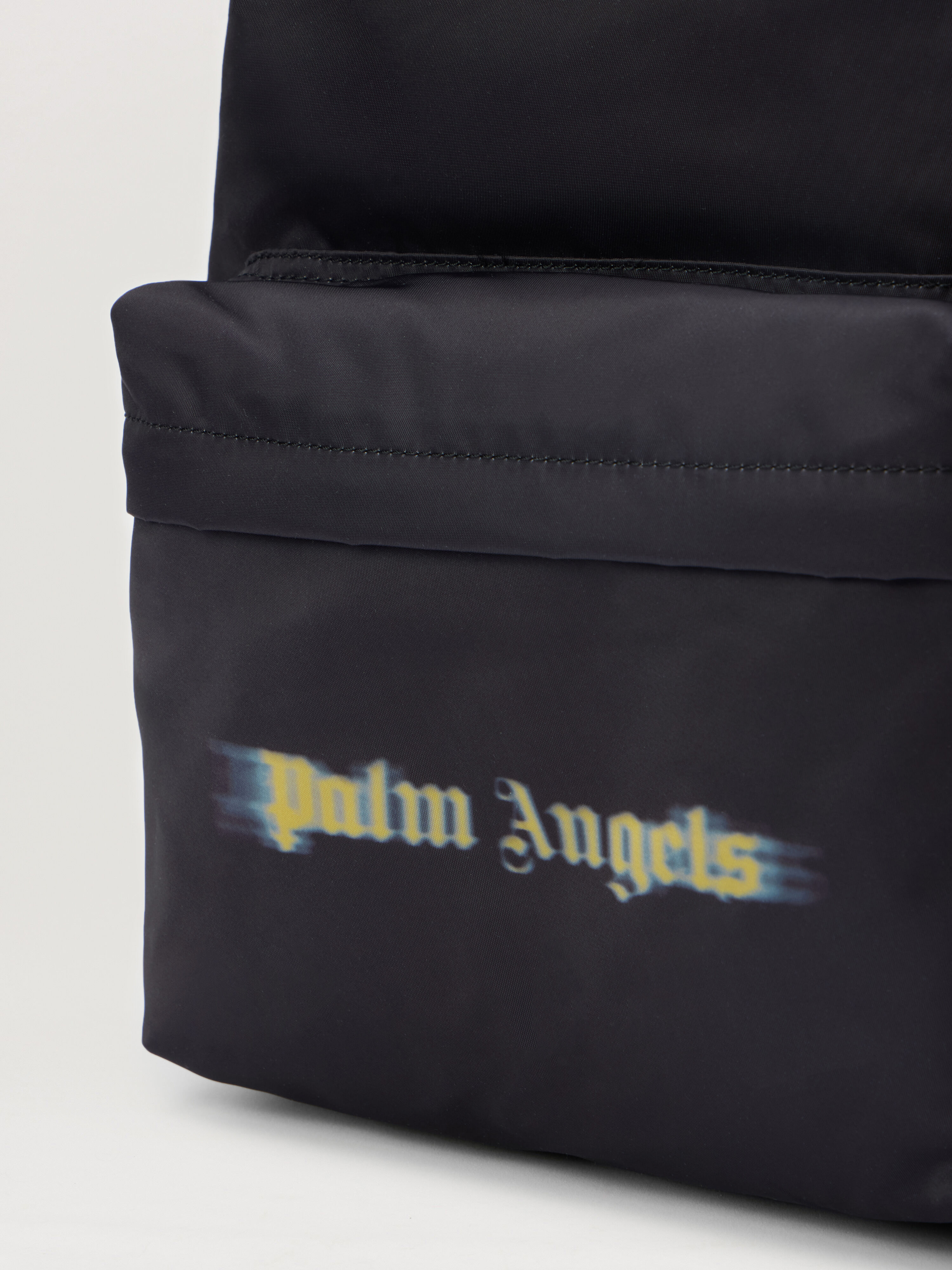 PALM ANGELS Blurred Logo Backpack BLACK - OCHER YELLOW PBNB018F25FAB001