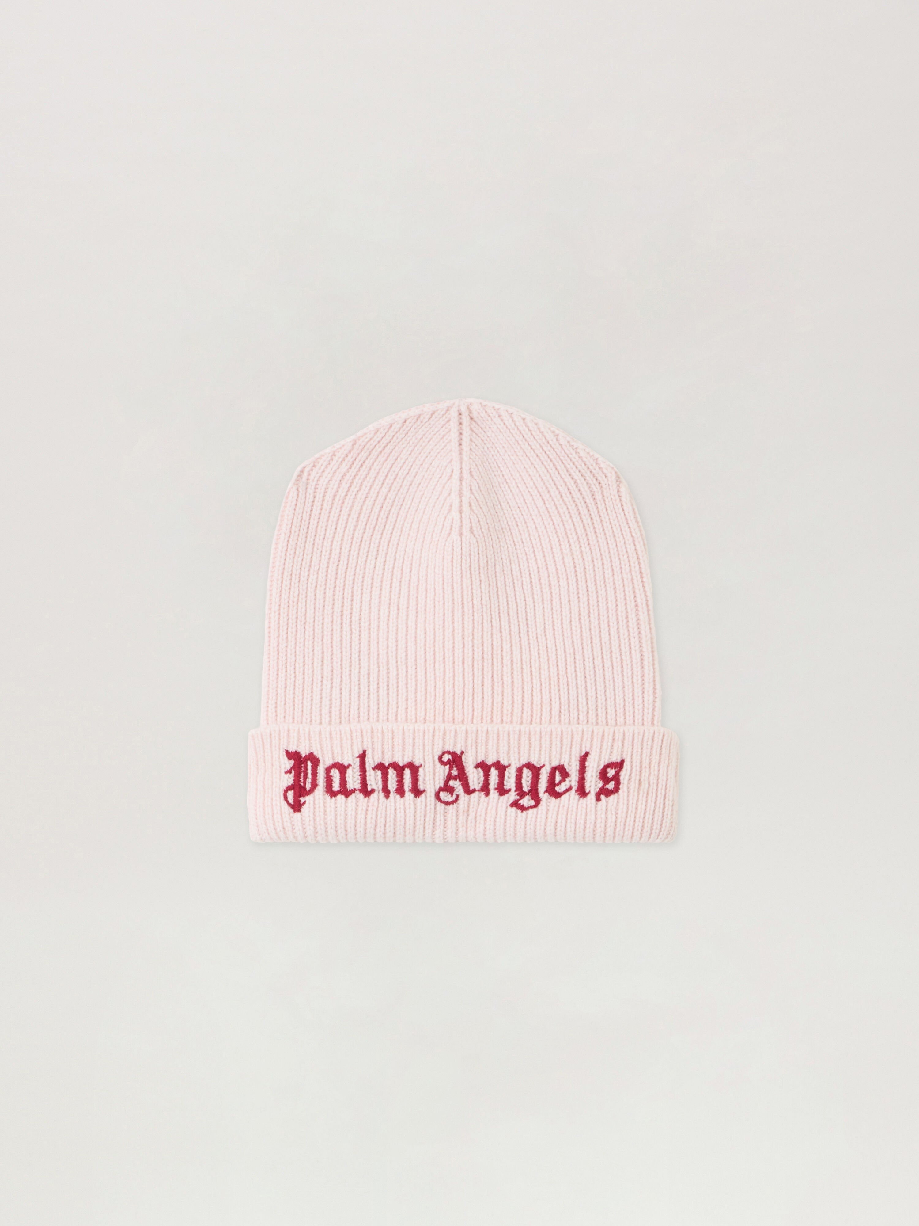 PALM ANGELS Embroidered Logo Knit Beanie ROSE PINK - BRICK RED PGLC006F25KNI001