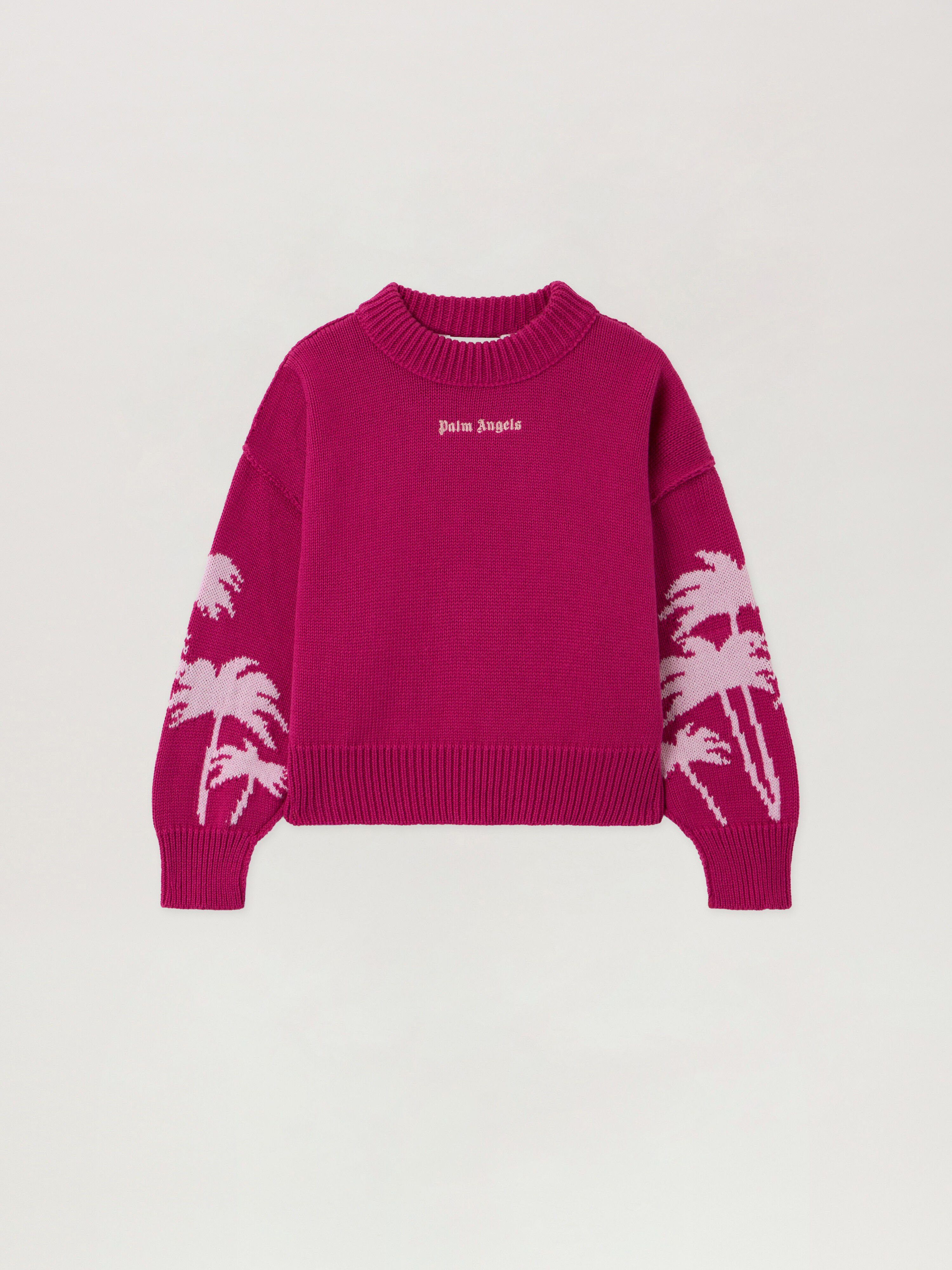 Palms Crop Sweater PALM ANGELS Palms Crop Sweater FUCHSIA - SOFT PINK PGHT001F25KNI001