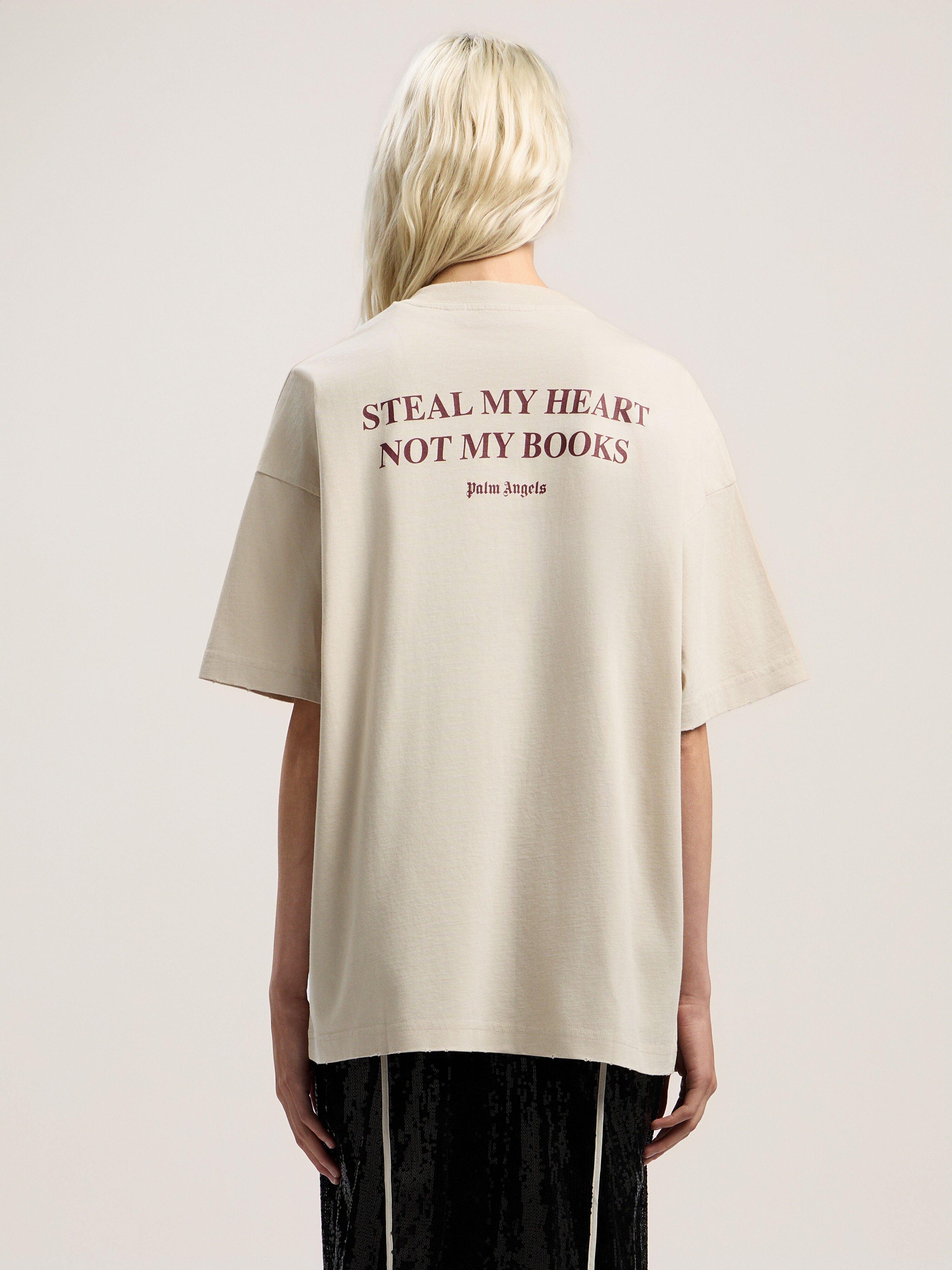 Book Club Loose Tee PALM ANGELS Book Club Loose Tee LIGHT GREY - BURGUNDY PWAA07BF25JER007