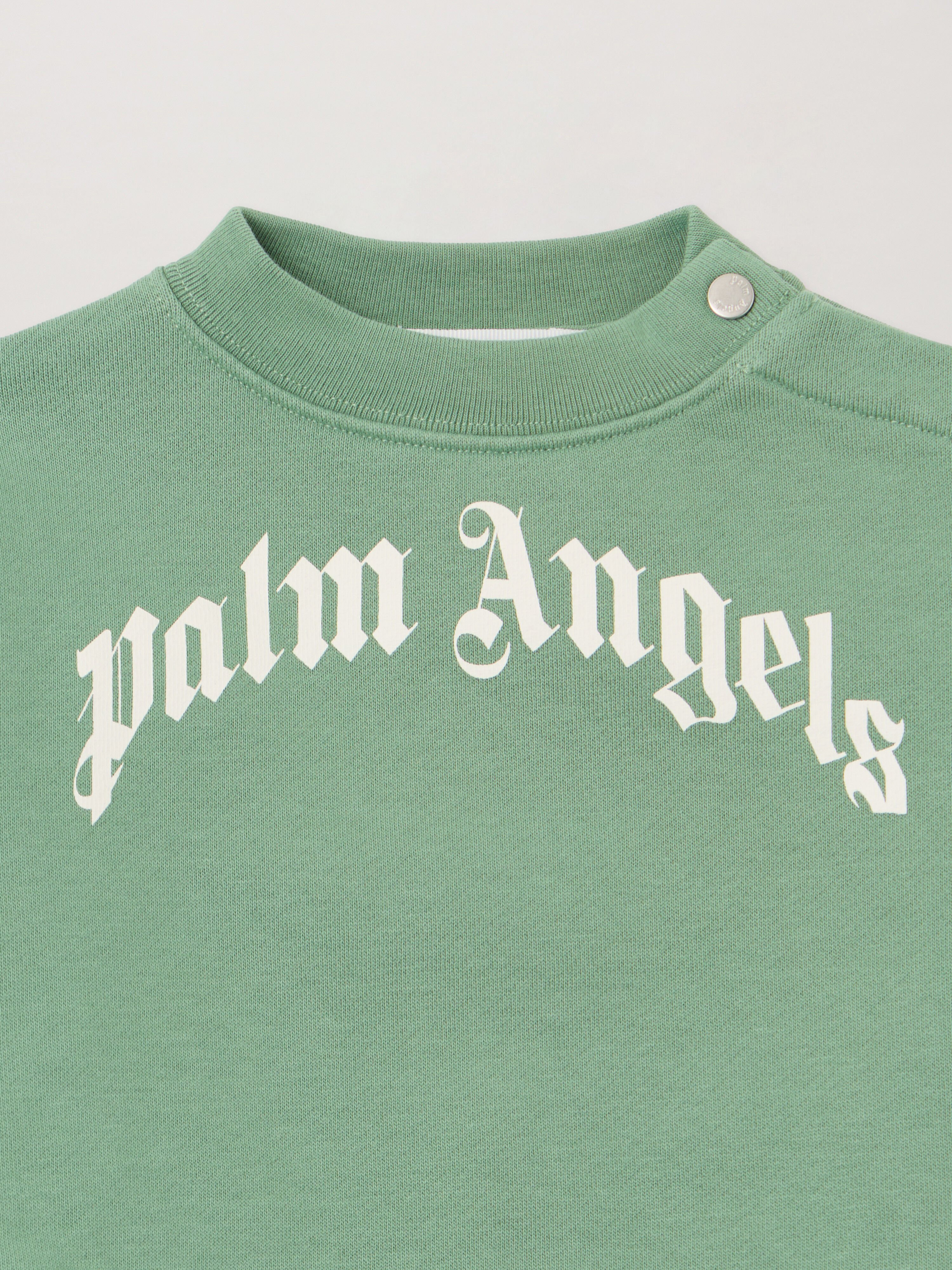 Curved Logo Sweatshirt PALM ANGELS Curved Logo Sweatshirt LIGHT GREEN OFF WHITE PBXC001F25FLE002