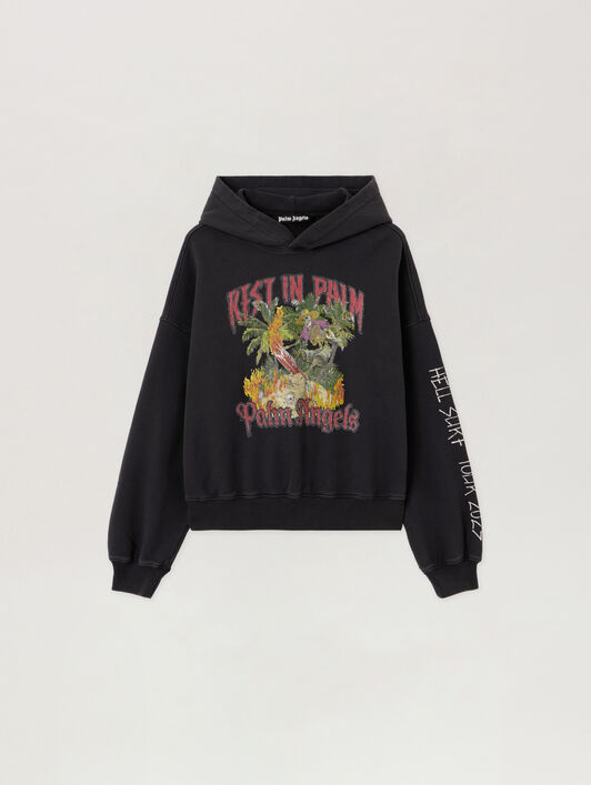 PALM ANGELS Rest In Palm Loose Hoodie BLACK - MULTICOLOR PMBB17IF25FLE001