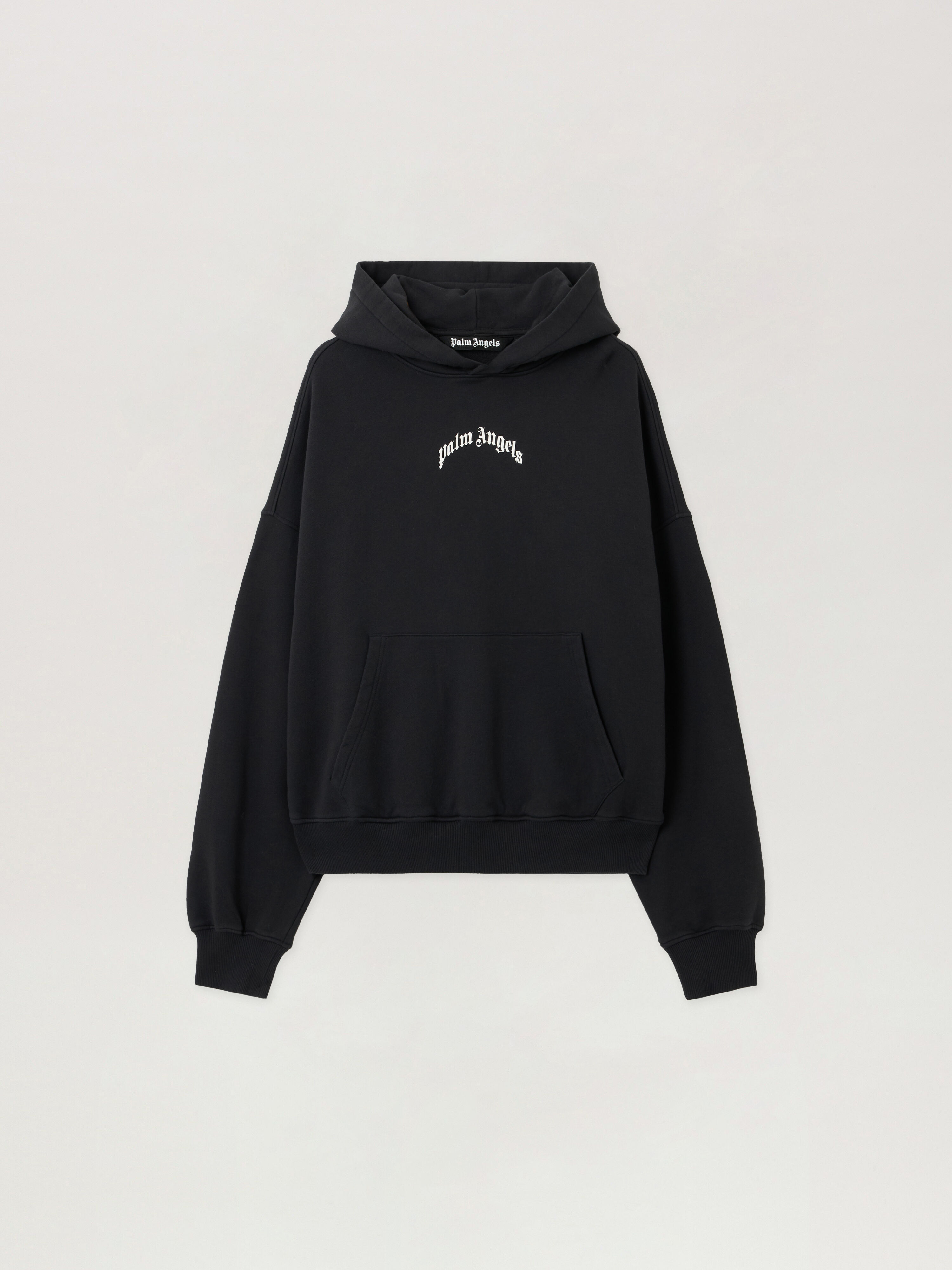 Curved Logo Loose Hoodie PALM ANGELS Curved Logo Loose Hoodie BLACK - OFF WHITE PMBB17EF25FLE004