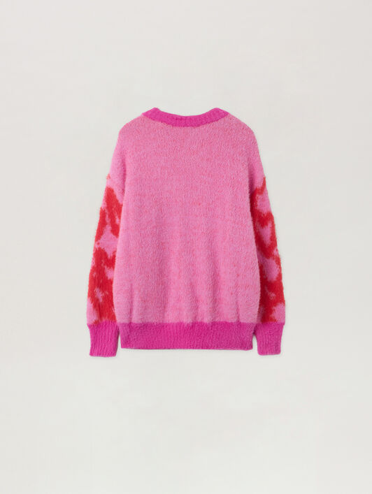 PALM ANGELS Spray Hearts Sweater ROSE PINK - LILAC PGHE002F25KNI003
