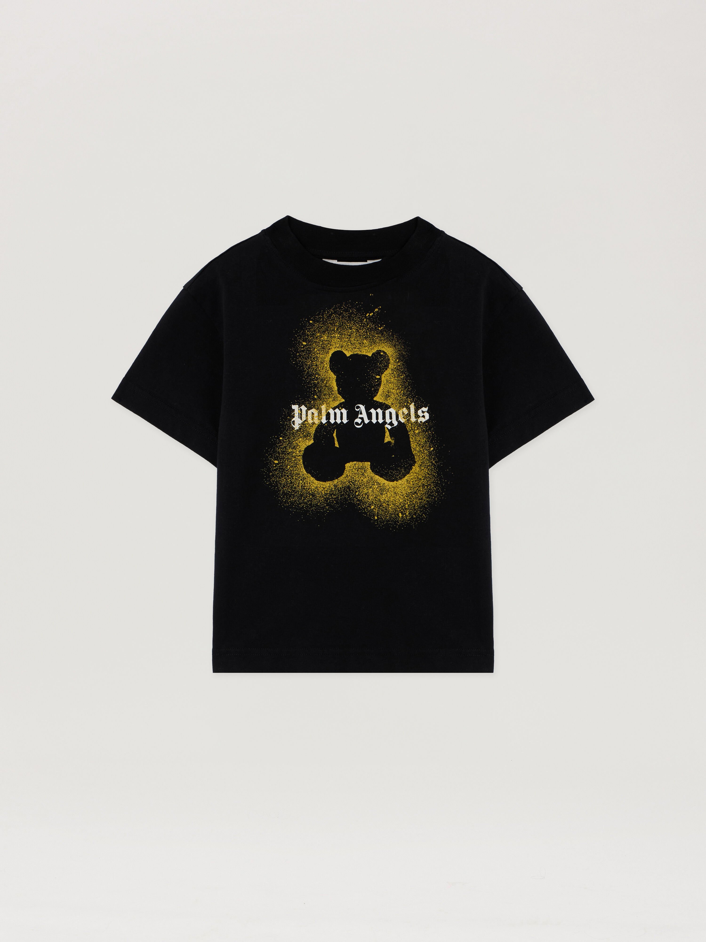Spray Bear Graphic T-Shirt PALM ANGELS Spray Bear Graphic T-Shirt BLACK - OCHER YELLOW PBAA003F25JER005