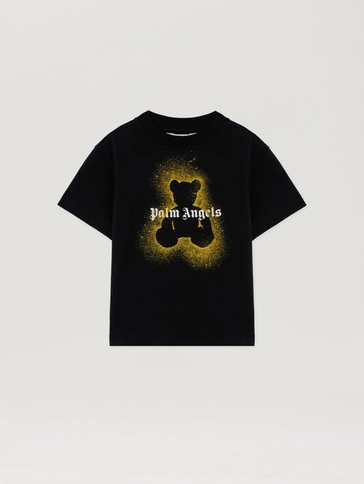 Spray Bear Graphic T-Shirt PALM ANGELS Spray Bear Graphic T-Shirt BLACK - OCHER YELLOW PBAA003F25JER005