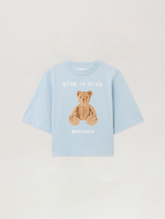 Bear In Mind Cropped Tee PALM ANGELS Bear In Mind Cropped Tee BABY BLUE - BROWN PWAA079F25JER002