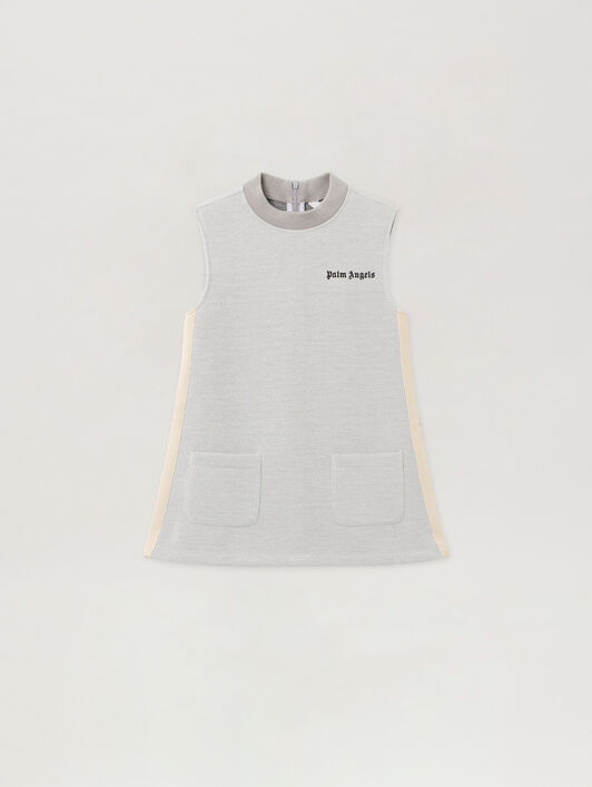 PALM ANGELS Lurex Knit Track Dress SILVER - BLACK PGCM006F25FLE001